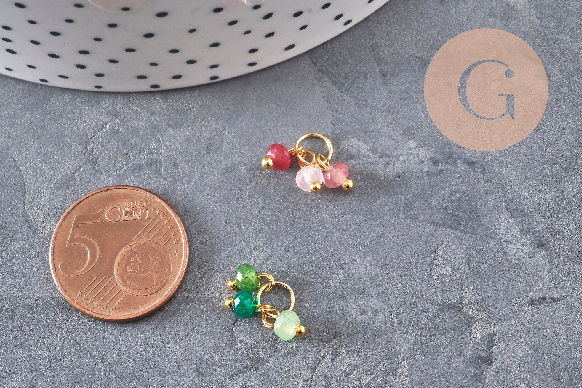 Gingerlily breloque jade vert pendentif 11mm x1