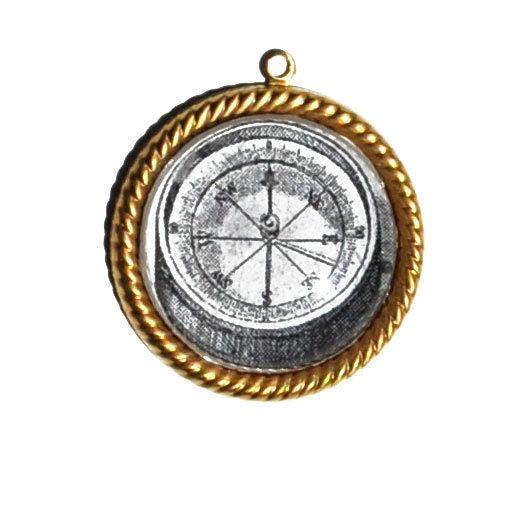 Gingerlily Pendentifs boussole pendentif laiton doré x1