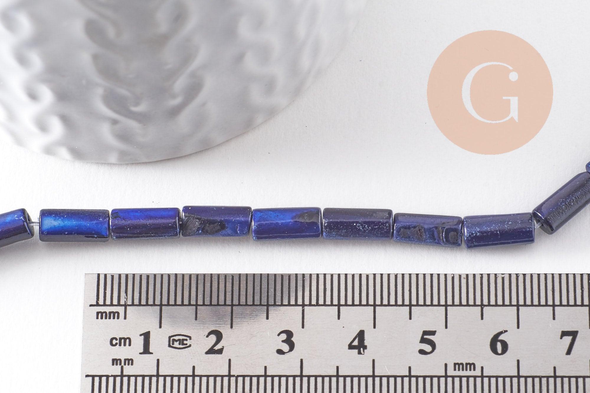 Gingerlily G9973 perles tube nacre bleue 10mm fil 36cm