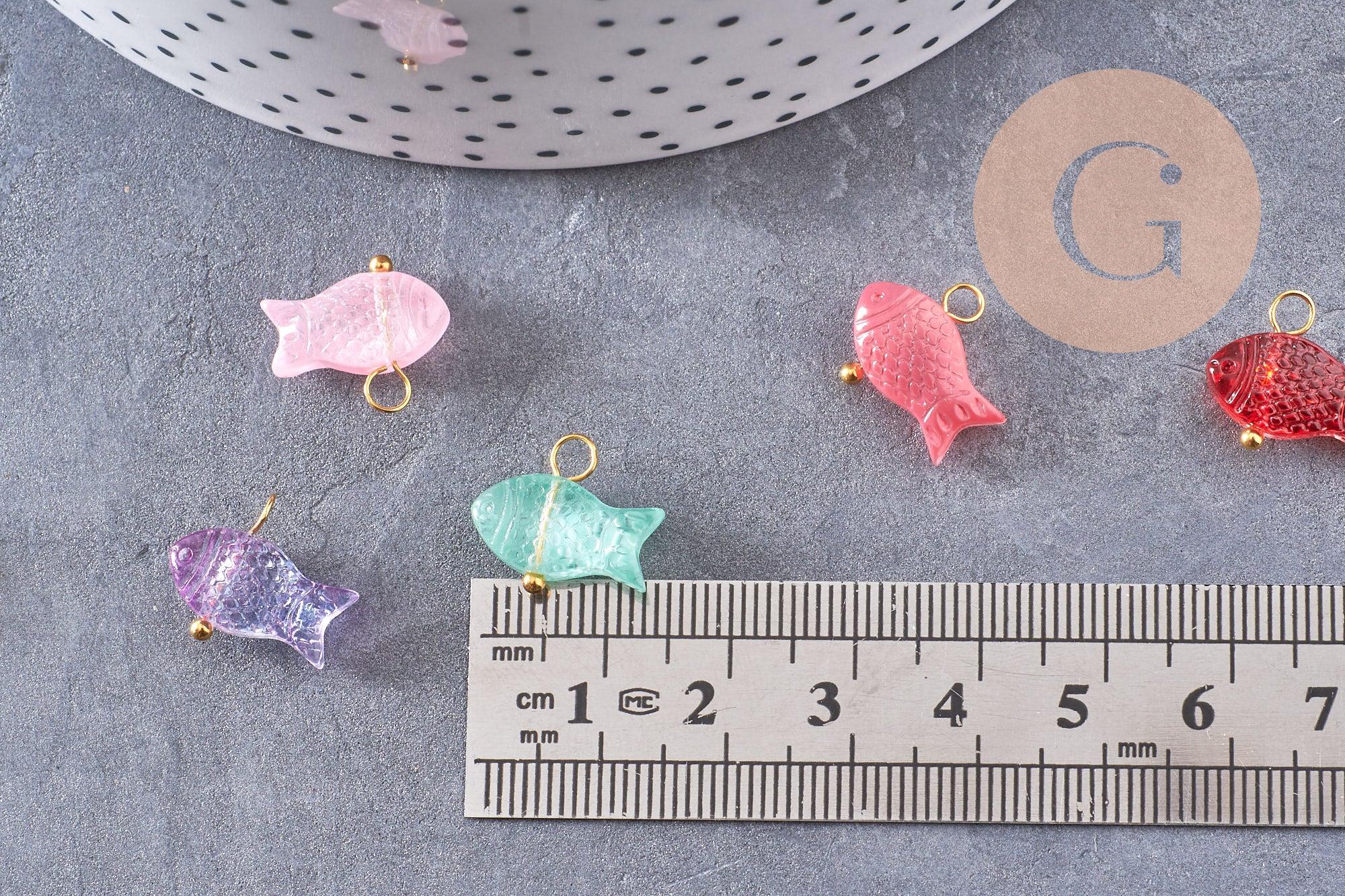 Gingerlily Breloque poisson G10218 verre multicolore doré 15,5mm x5