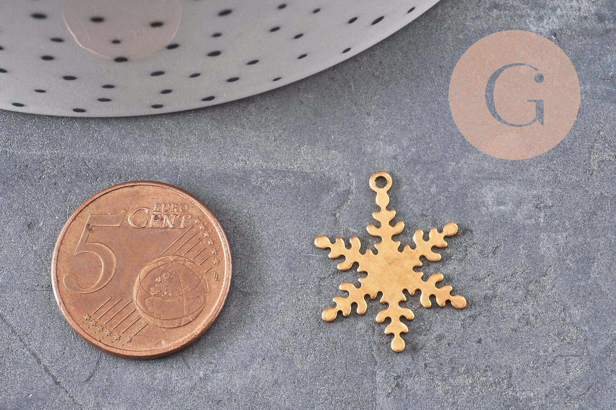 Gingerlily G11036 pendentif flocon neige laiton brut 21mm x2