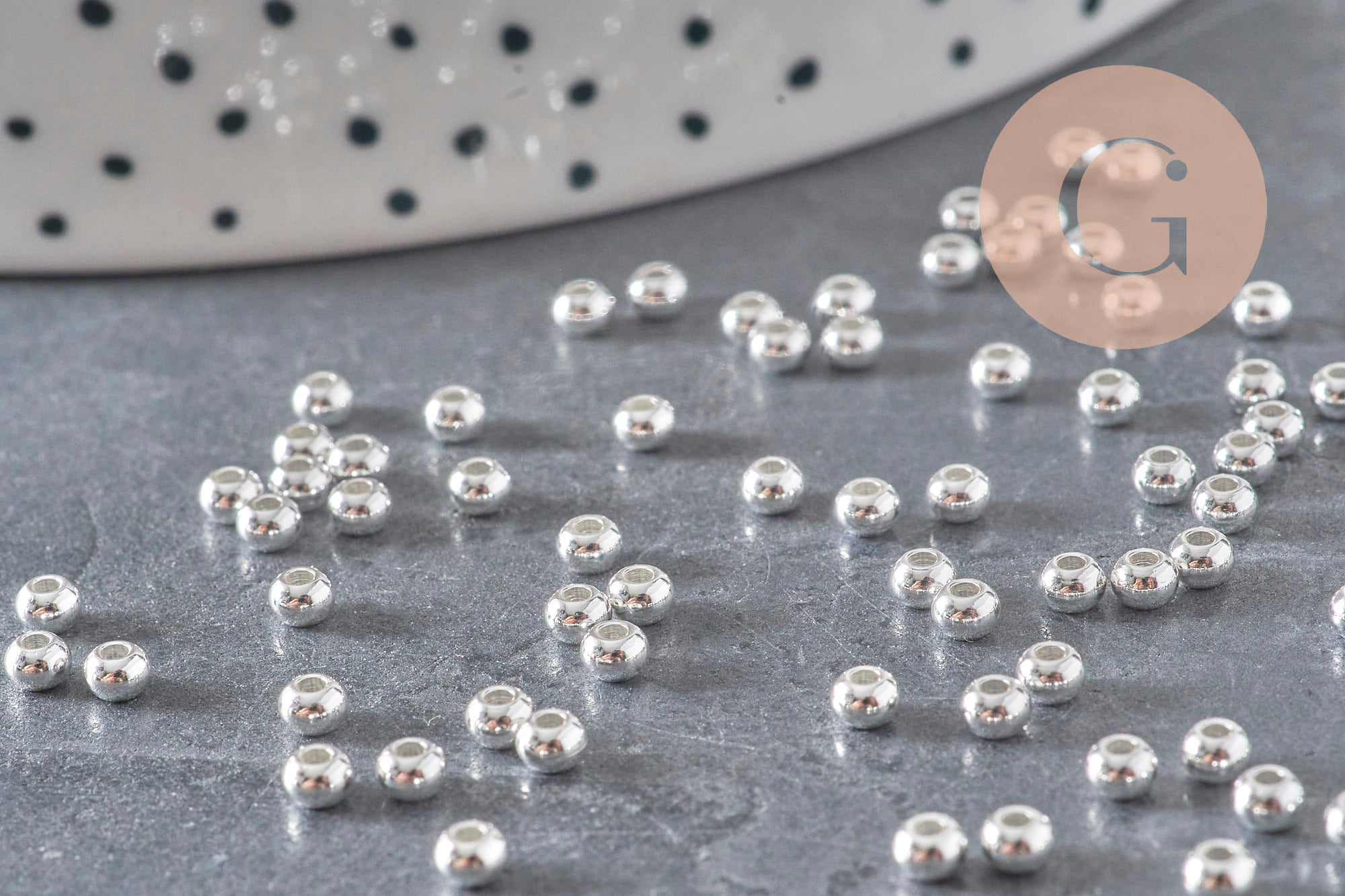 Gingerlily Perles DIY perle ronde acier 3mm x10 argenté G11349