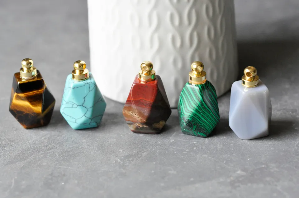 Gingerlily Pendentif bouteille parfum pierre 33mm x1