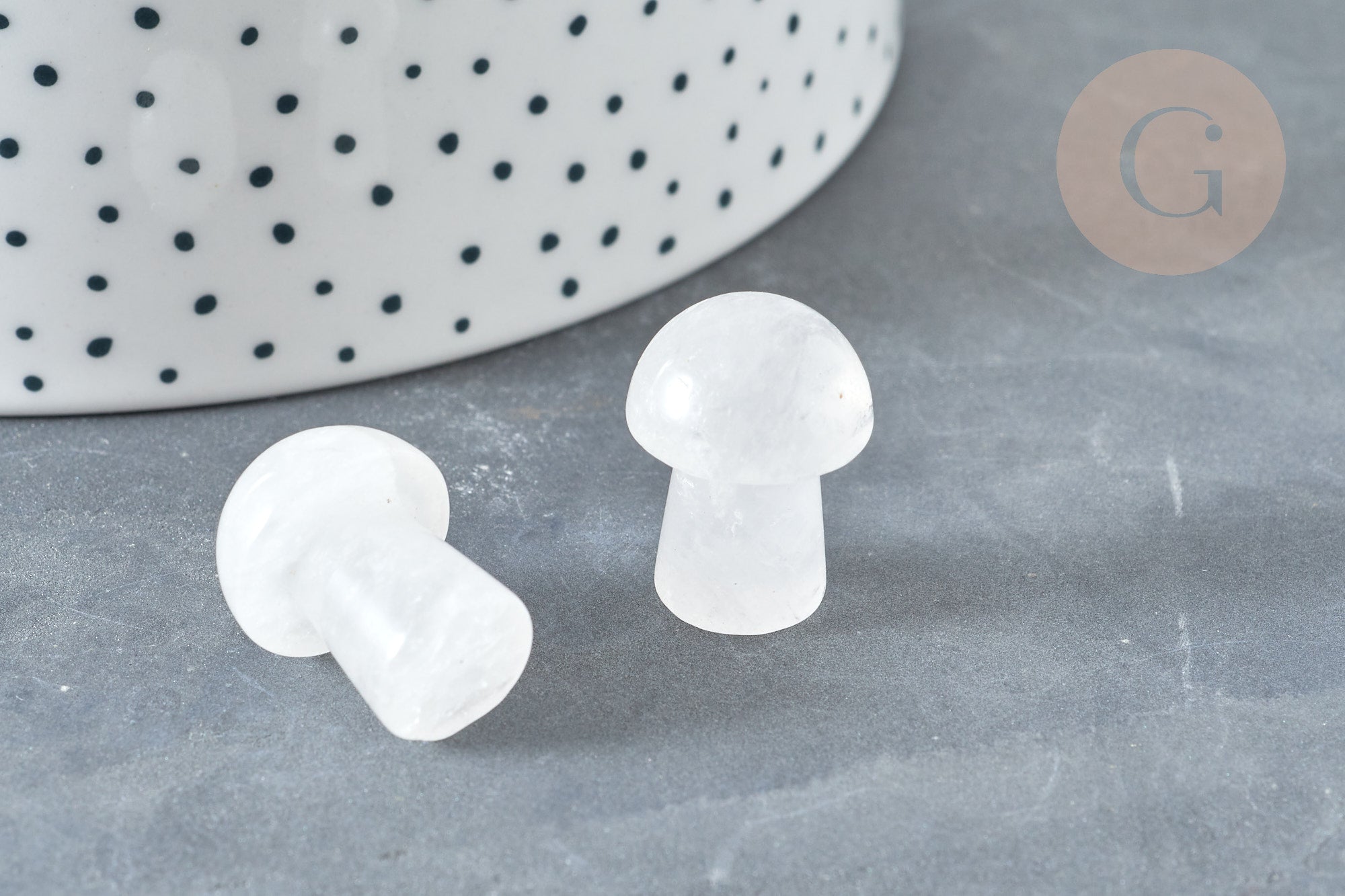 Gingerlily Perles champignon cristal de roche 20mm massage