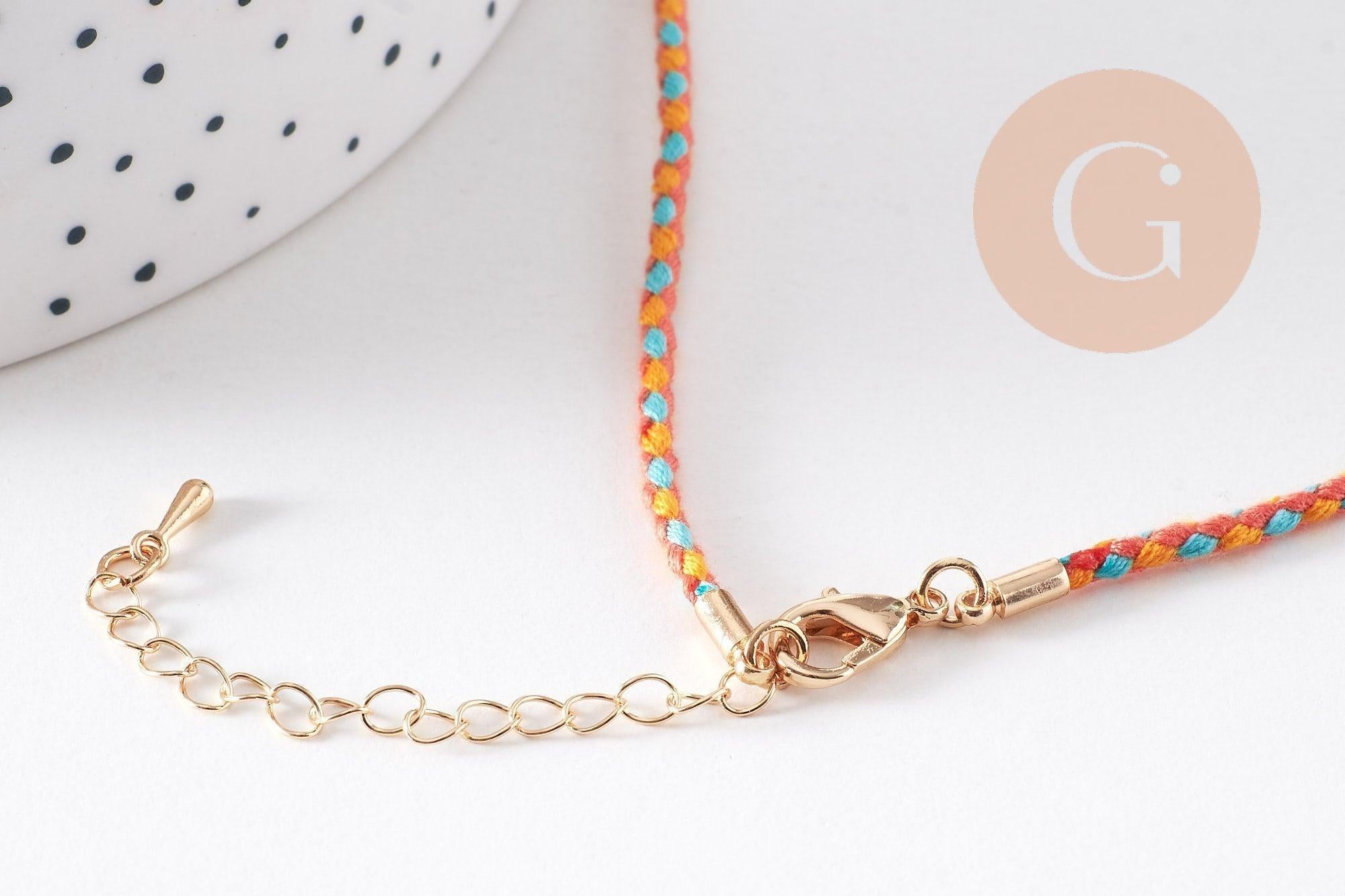 Gingerlily G10364-4 collier médaille cactus orange turquoise 45cm