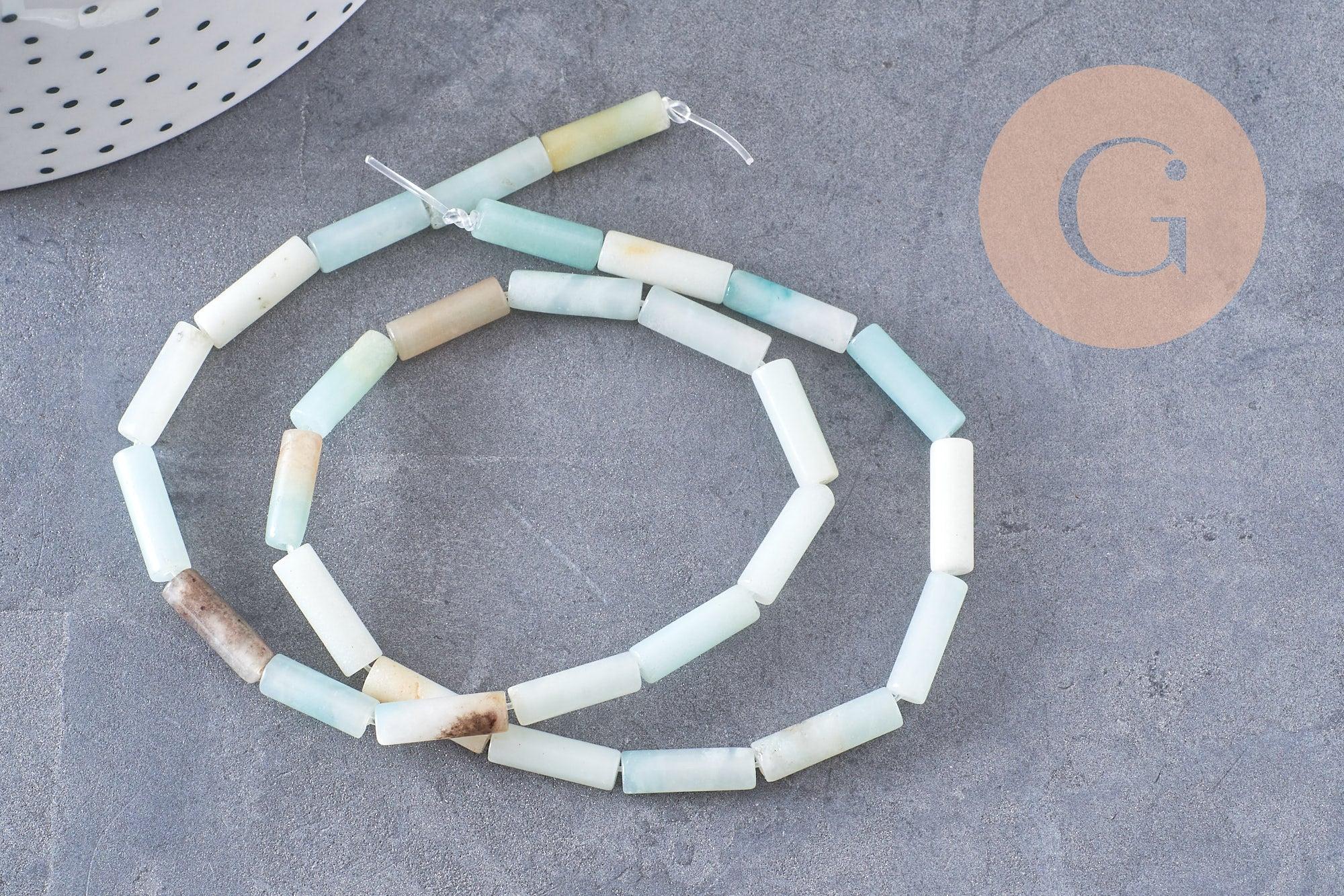 Gingerlily Perle amazonite tube 13 mm fil 40 cm