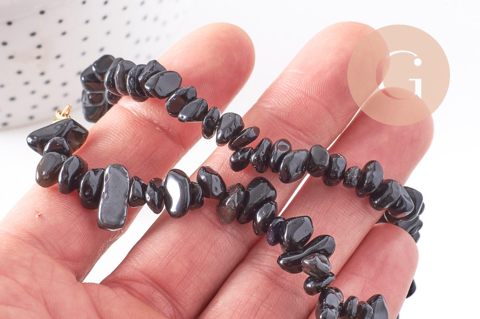 Gingerlily Obsidienne G10266 collier pierre noire chips 40cm x1