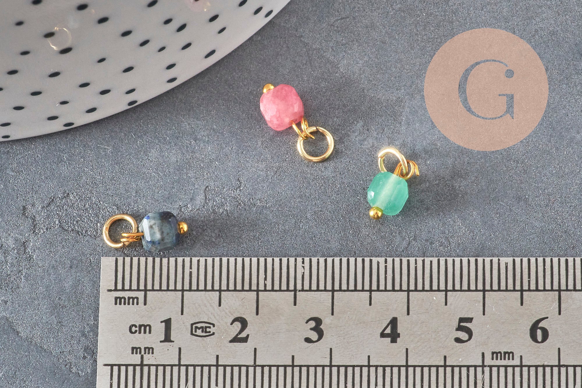 Gingerlily Pendentifs G11388 Breloque Cube Pierre Naturelle 10mm x1