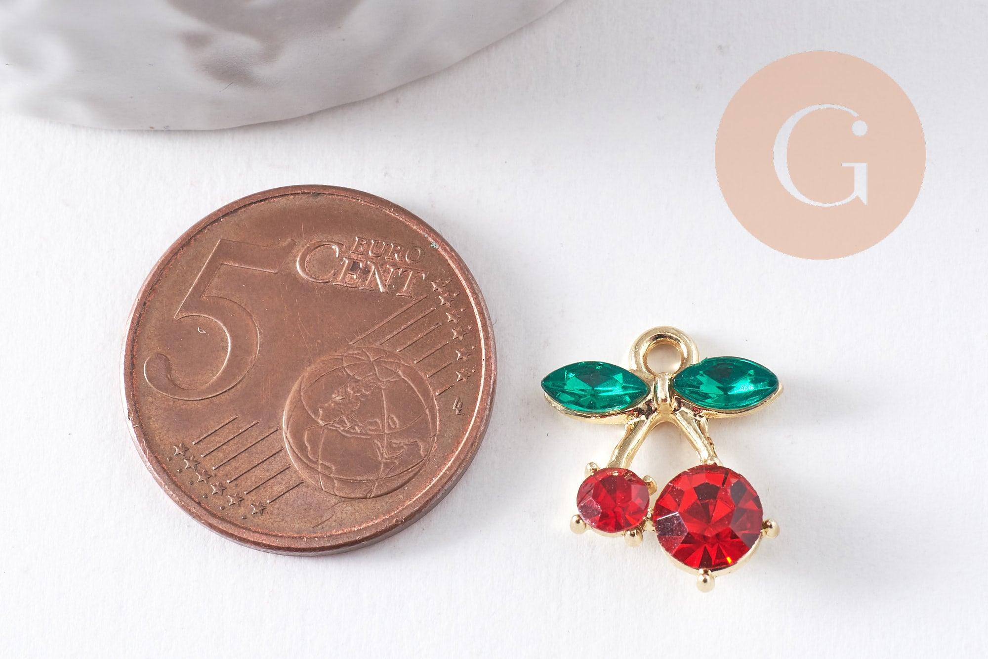 Gingerlily G10391 breloque cerise zircons doré x2