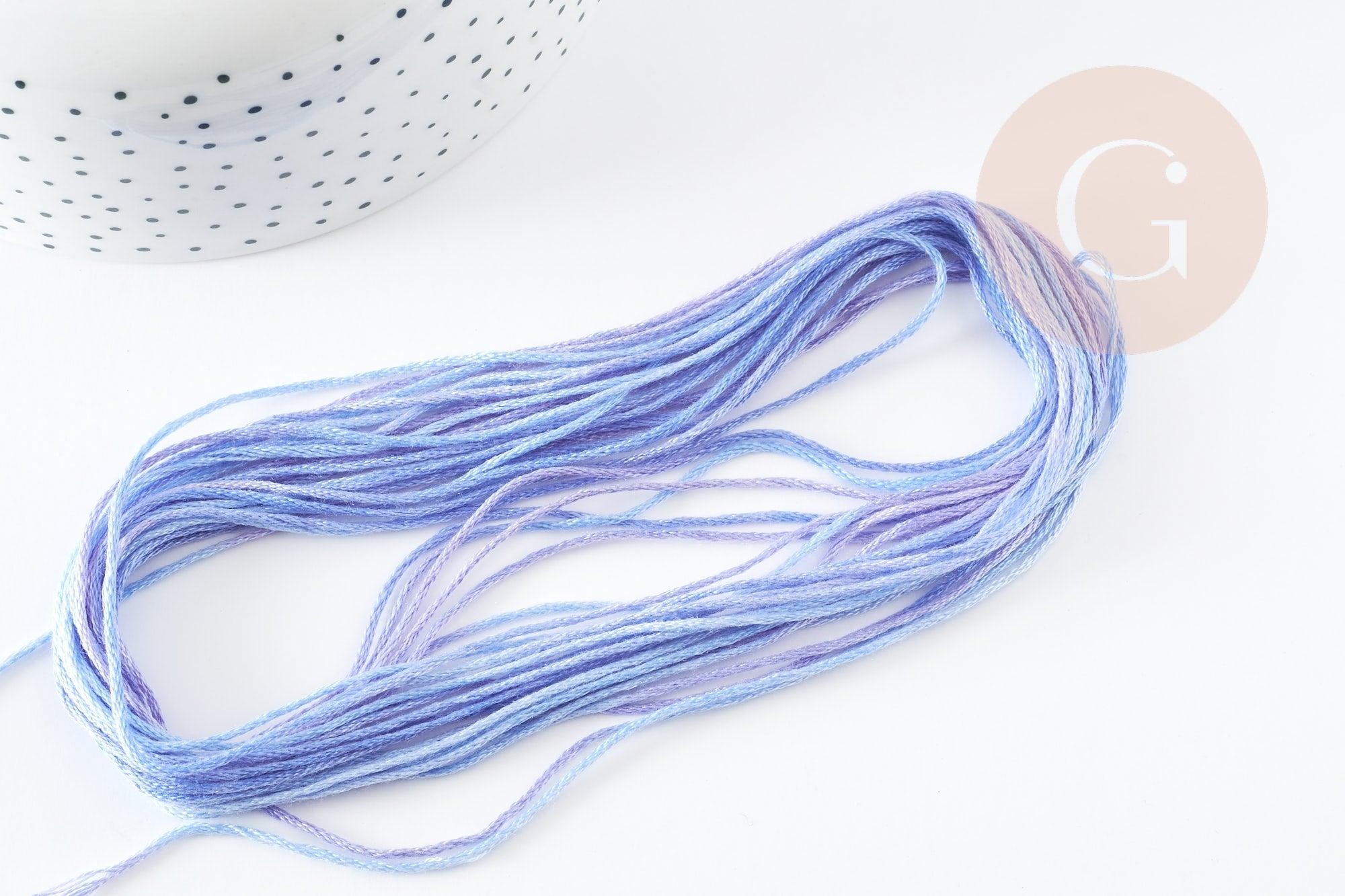 Gingerlily Cordons DIY Fil à broder dégradé bleu violet 8 m