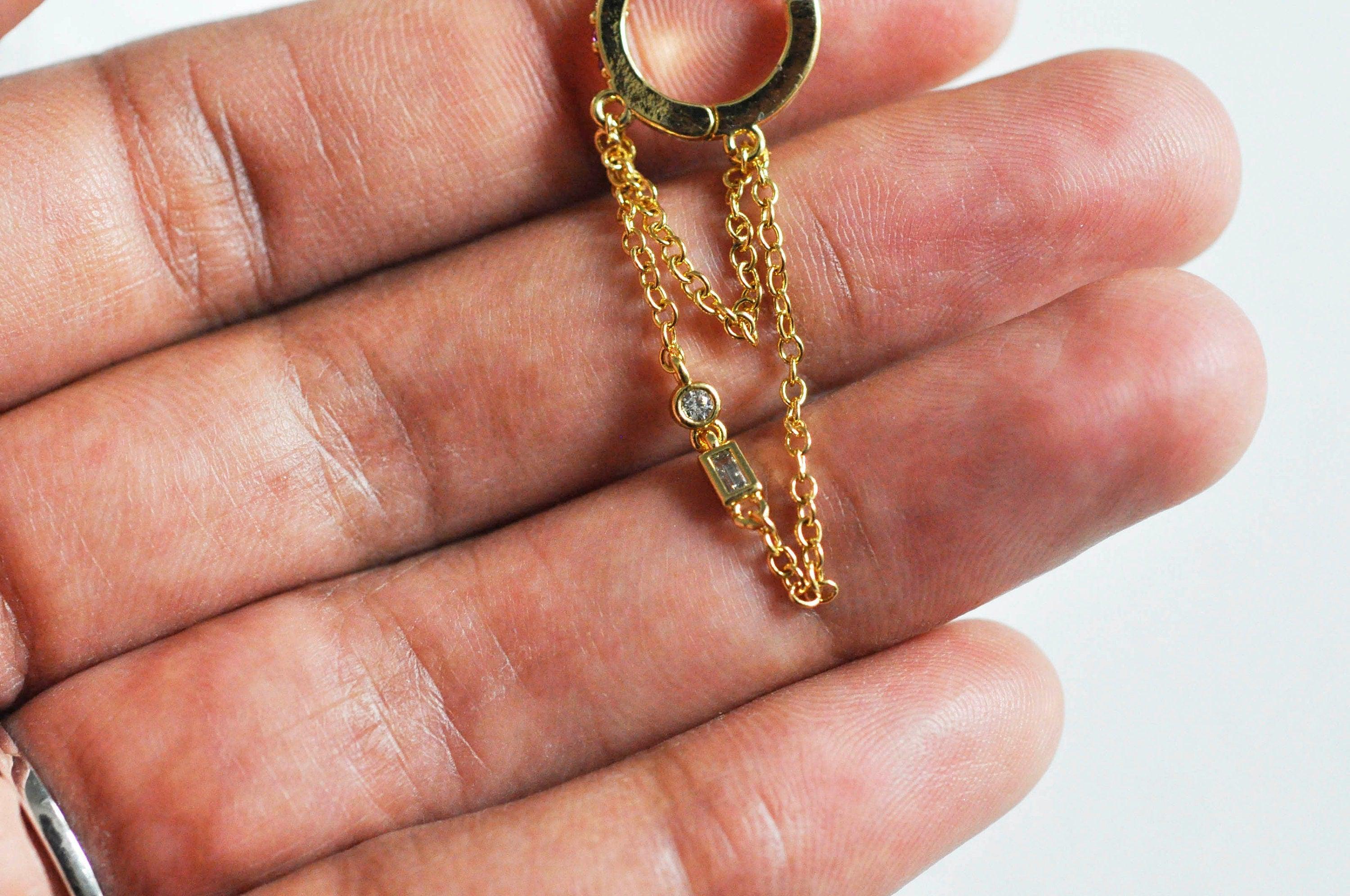 Gingerlily Boucles G3777 créoles laiton doré zircons x2