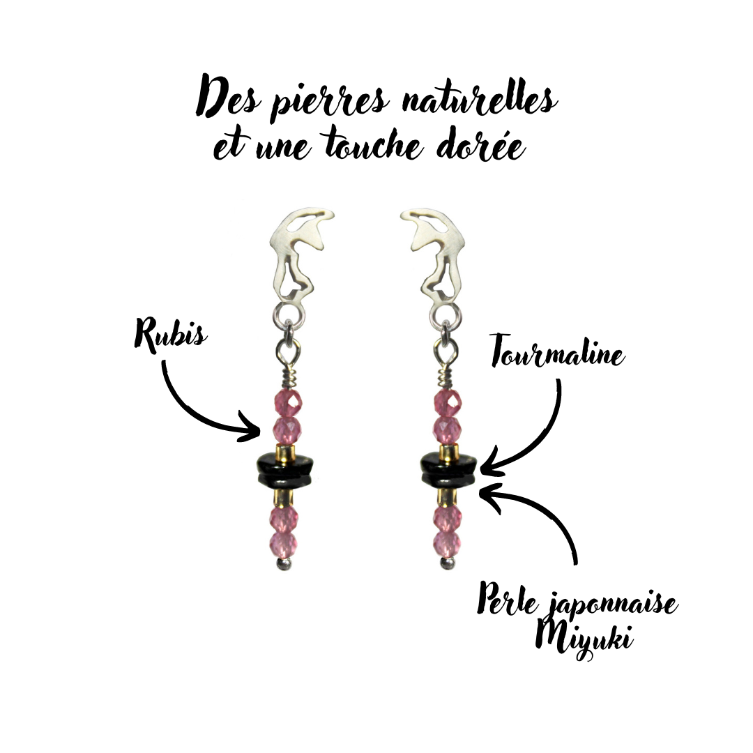 Kajika Roli ou Lumi boucles argent rubis 24 mm