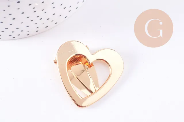 Gingerlily G10688 support barrette coeur zamac doré 40 mm