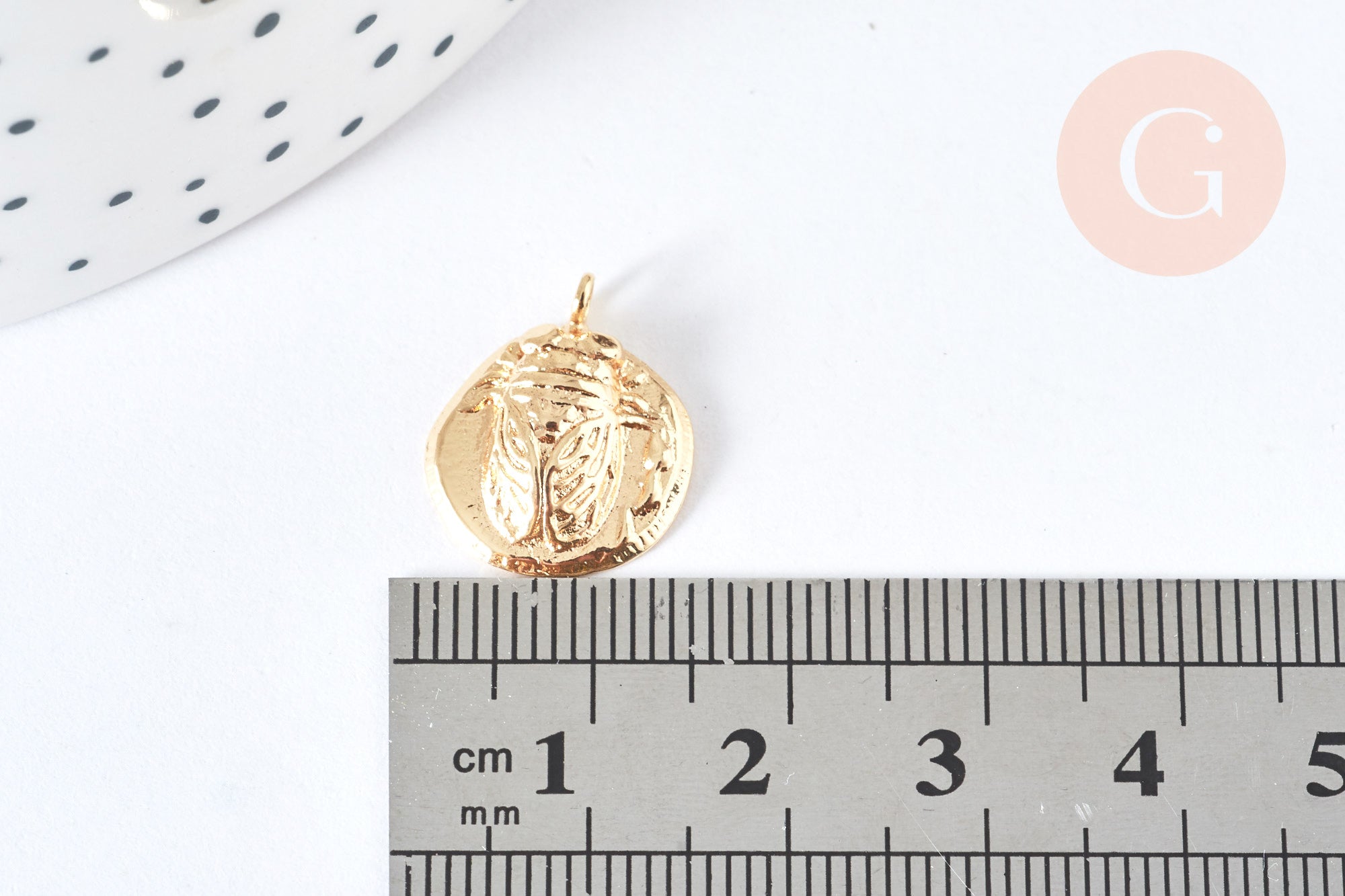 Gingerlily G7122 pendentif médaille cigale laiton doré 16mm