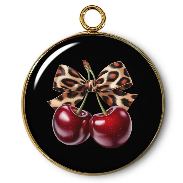 ARTSHOP Intemporel n°22 pendentif Cerise verre plaqué or