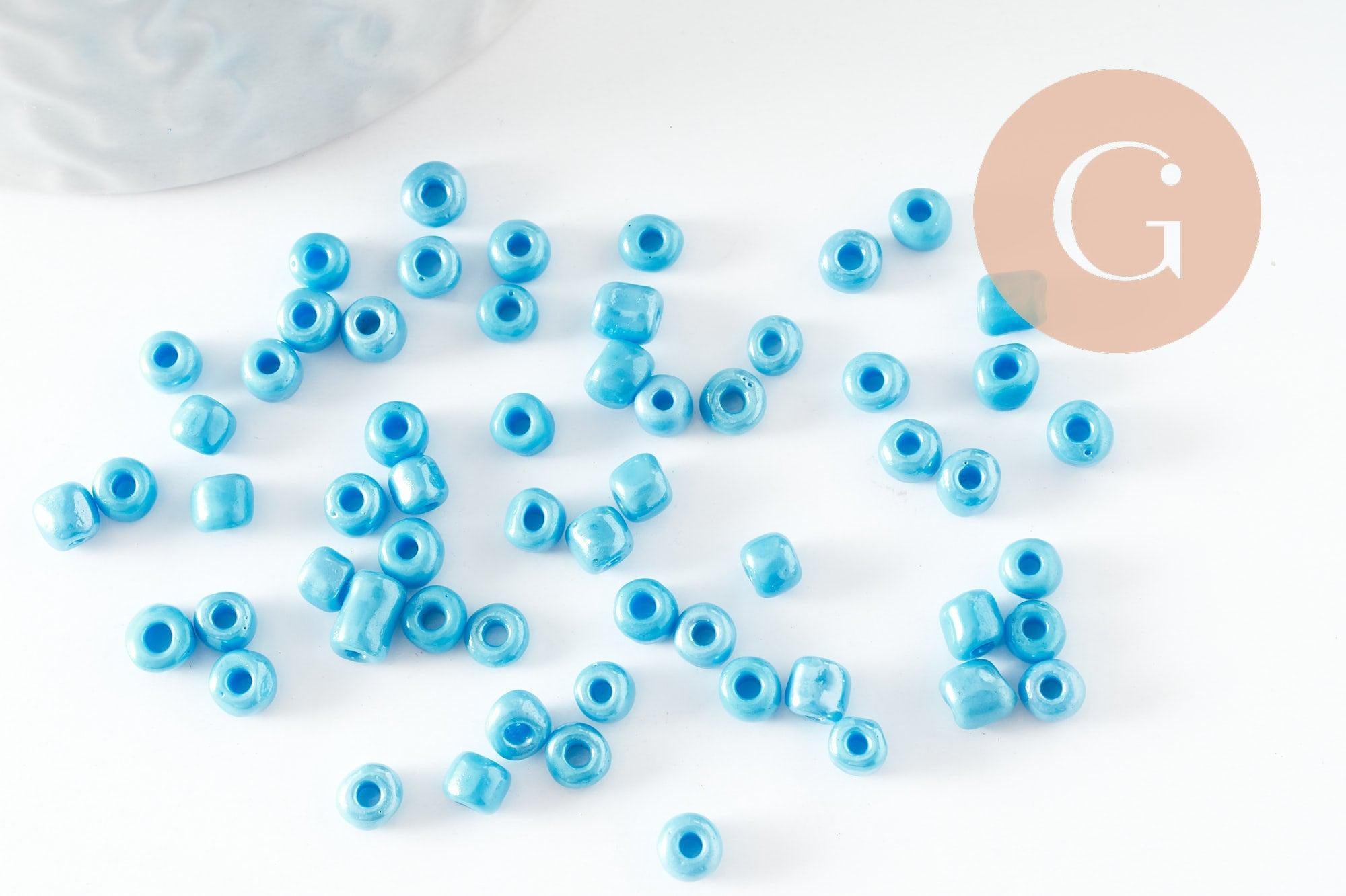 Gingerlily G9630 grosses perles rocaille bleu nacré 4mm