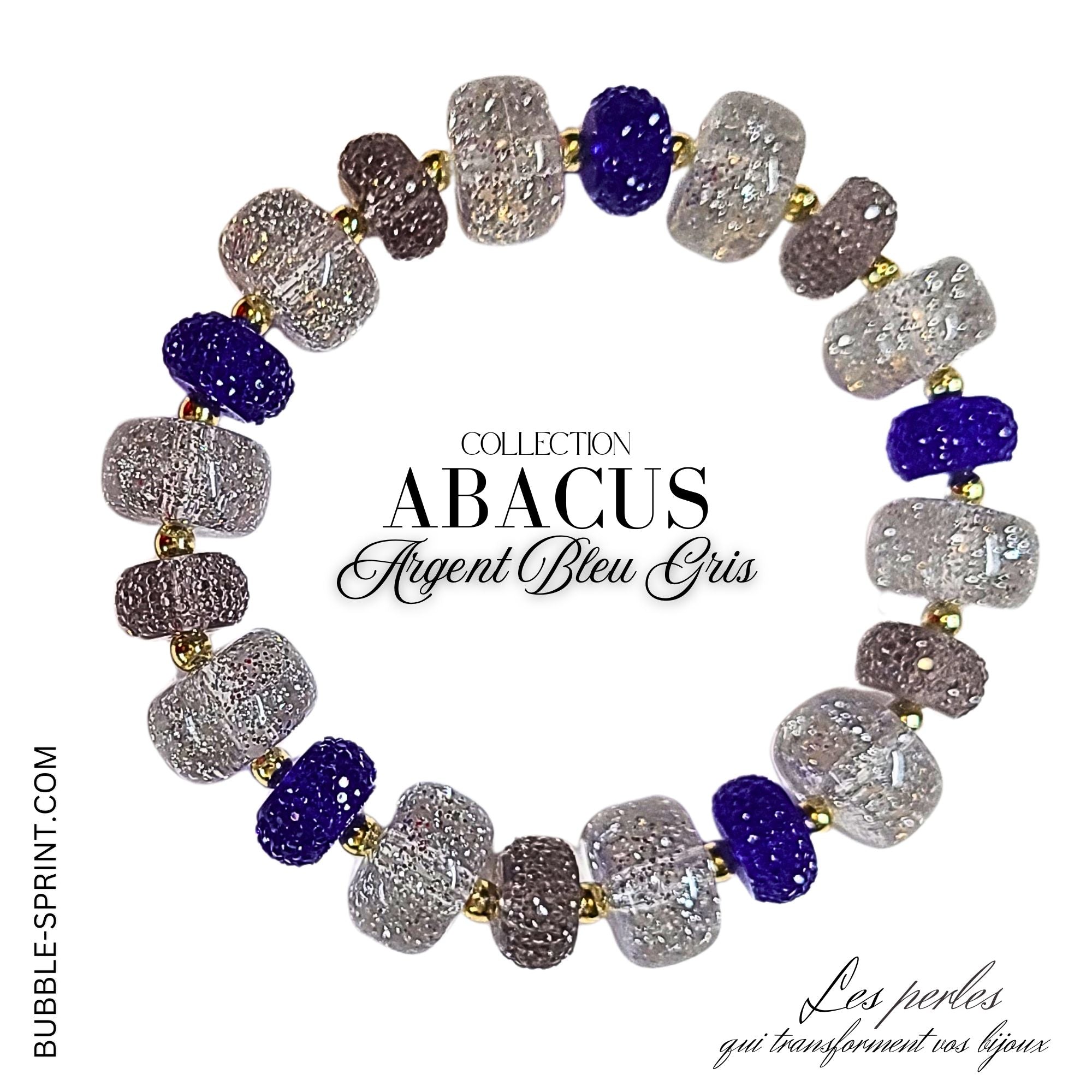 ARTSHOP Abacus bracelet Argent Bleu Gris kit à faire