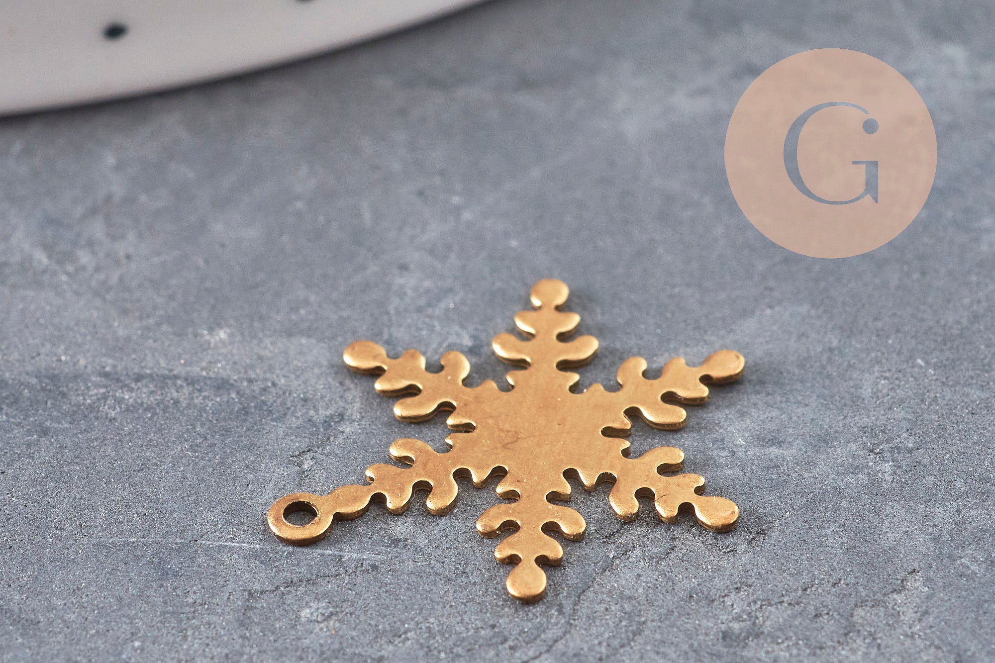 Gingerlily G11036 pendentif flocon neige laiton brut 21mm x2