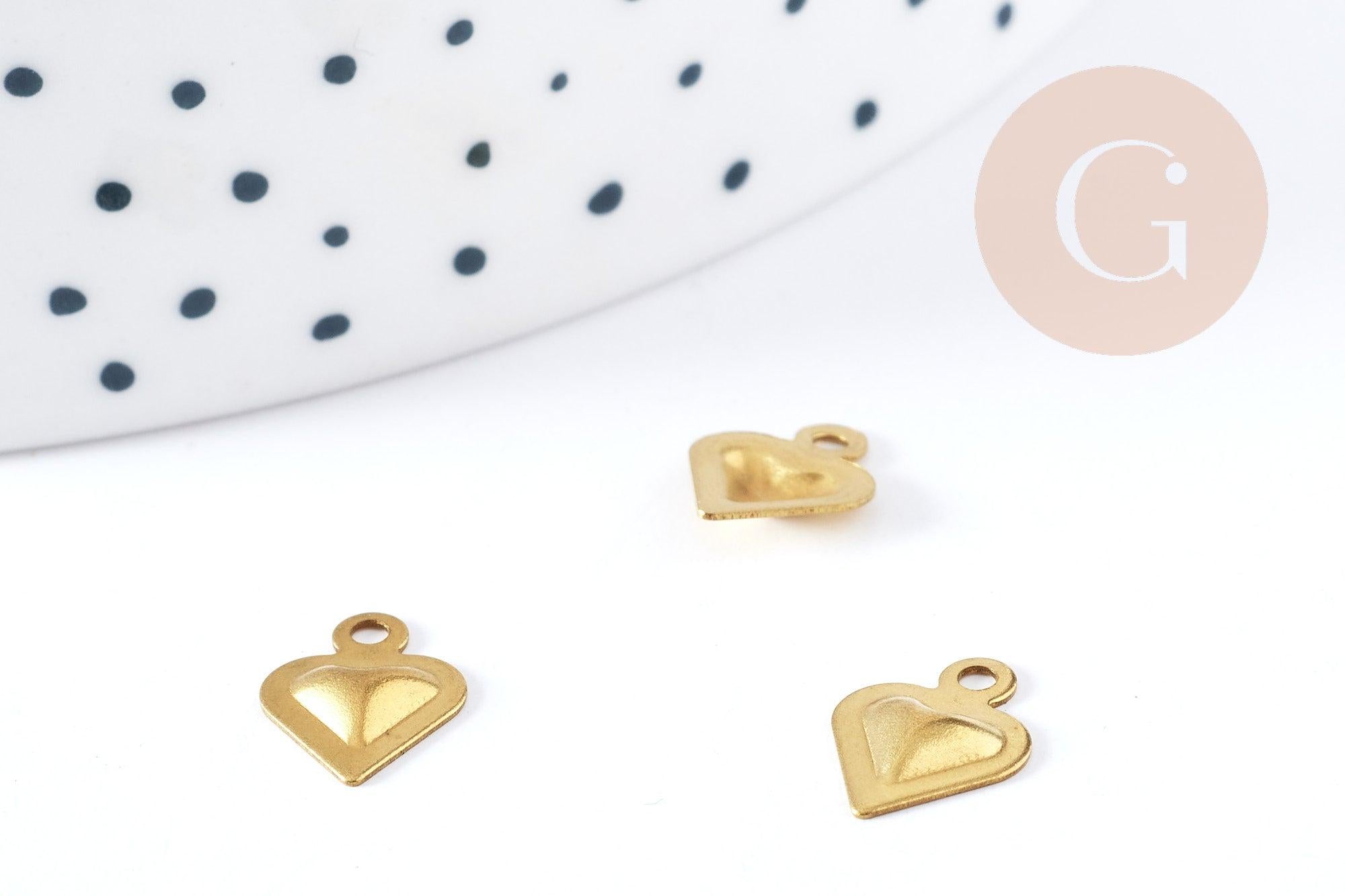 Gingerlily Pendentifs breloque cœur laiton brut 10 mm x5