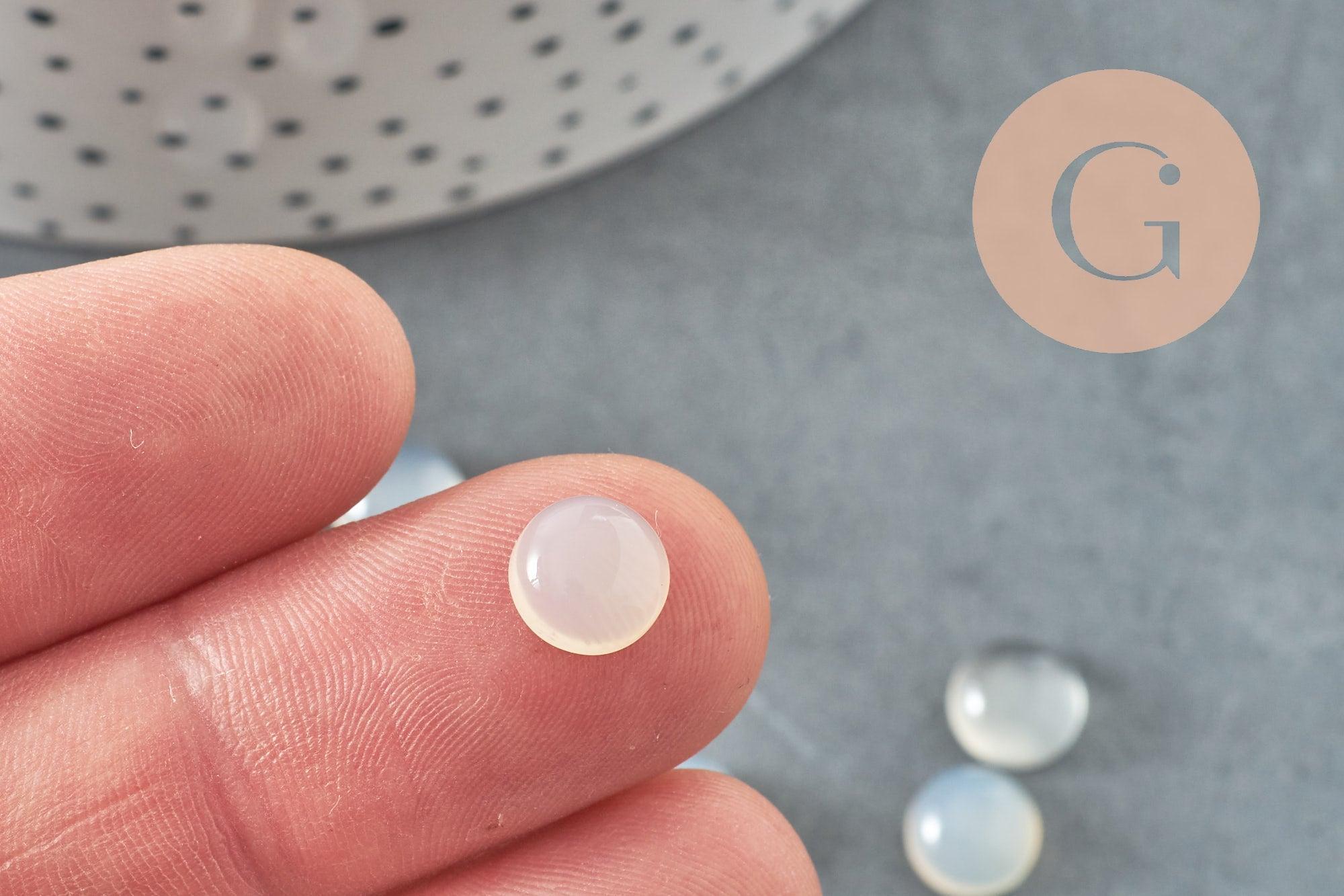 Gingerlily Cabochon rond G10031 agate blanche 8mm unité