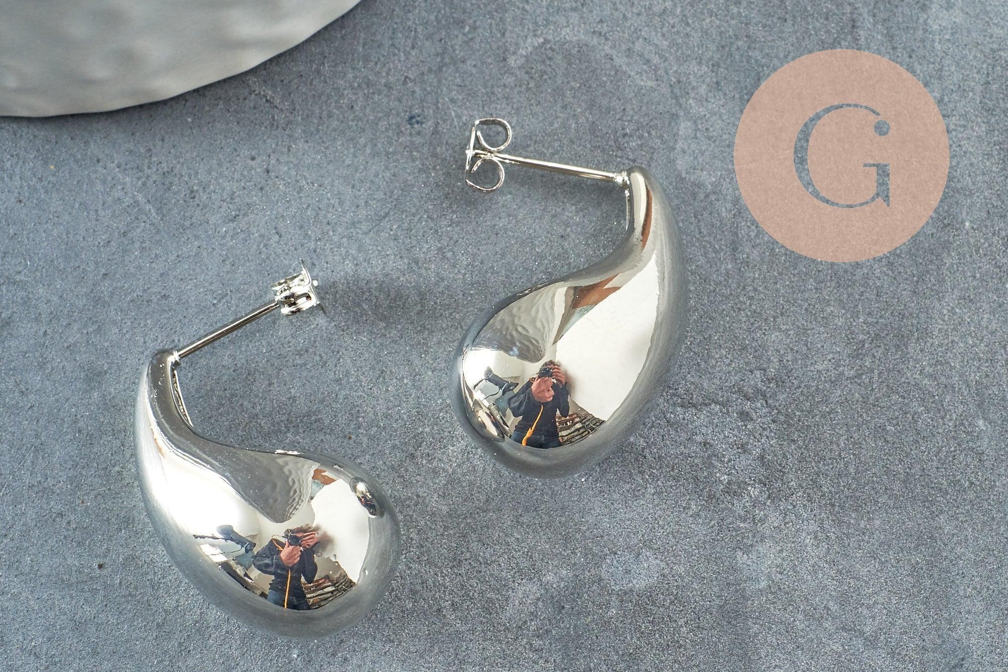 Gingerlily Perles Apprêts G9726 clous goutte bulle platine la paire