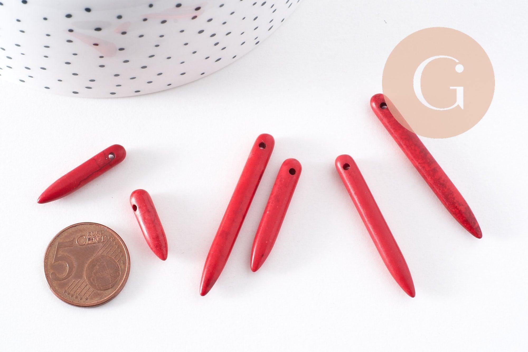 Gingerlily Perles pierre howlite rouge pointes 18-43mm fil