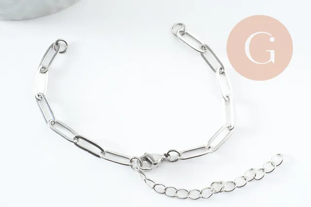 Gingerlily Apprêts base bracelet rectangle acier 14,5cm G9497