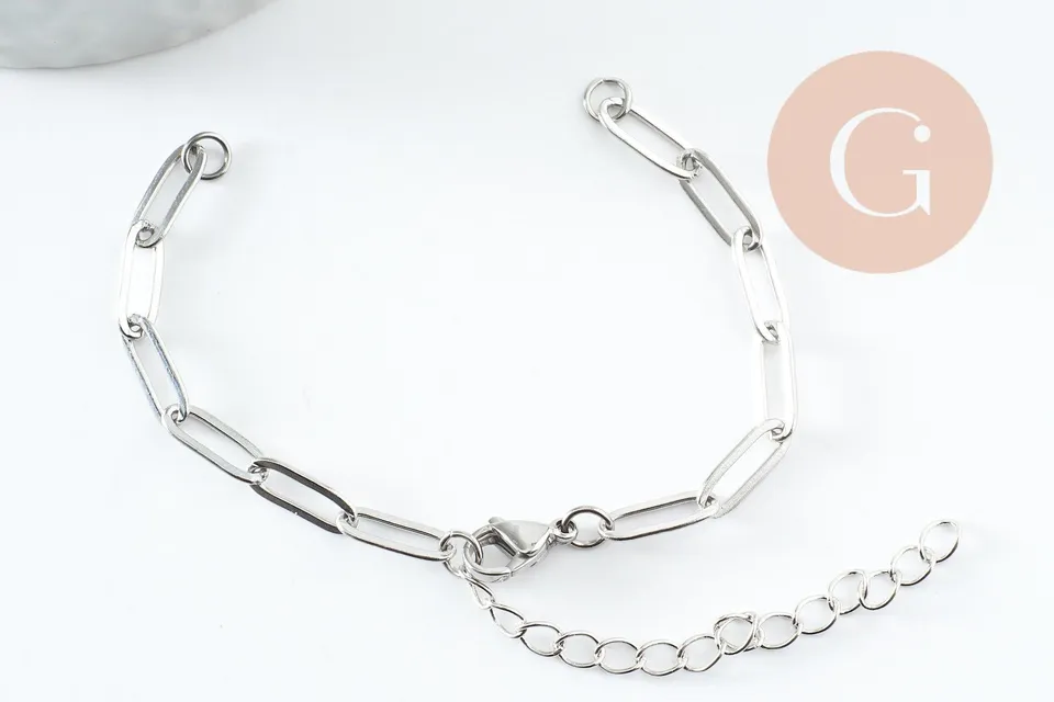 Gingerlily Apprêts base bracelet rectangle acier 14,5cm G9497