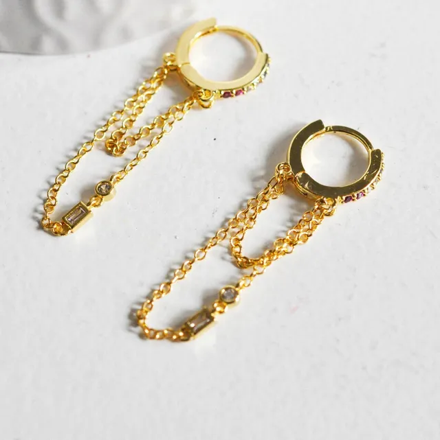 Gingerlily Boucles G3777 créoles laiton doré zircons x2
