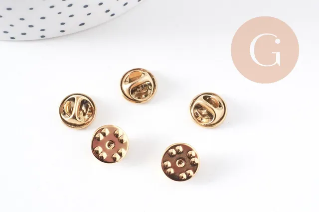 Gingerlily Apprêts G10119 attache pin's acier doré 11,5mm x5