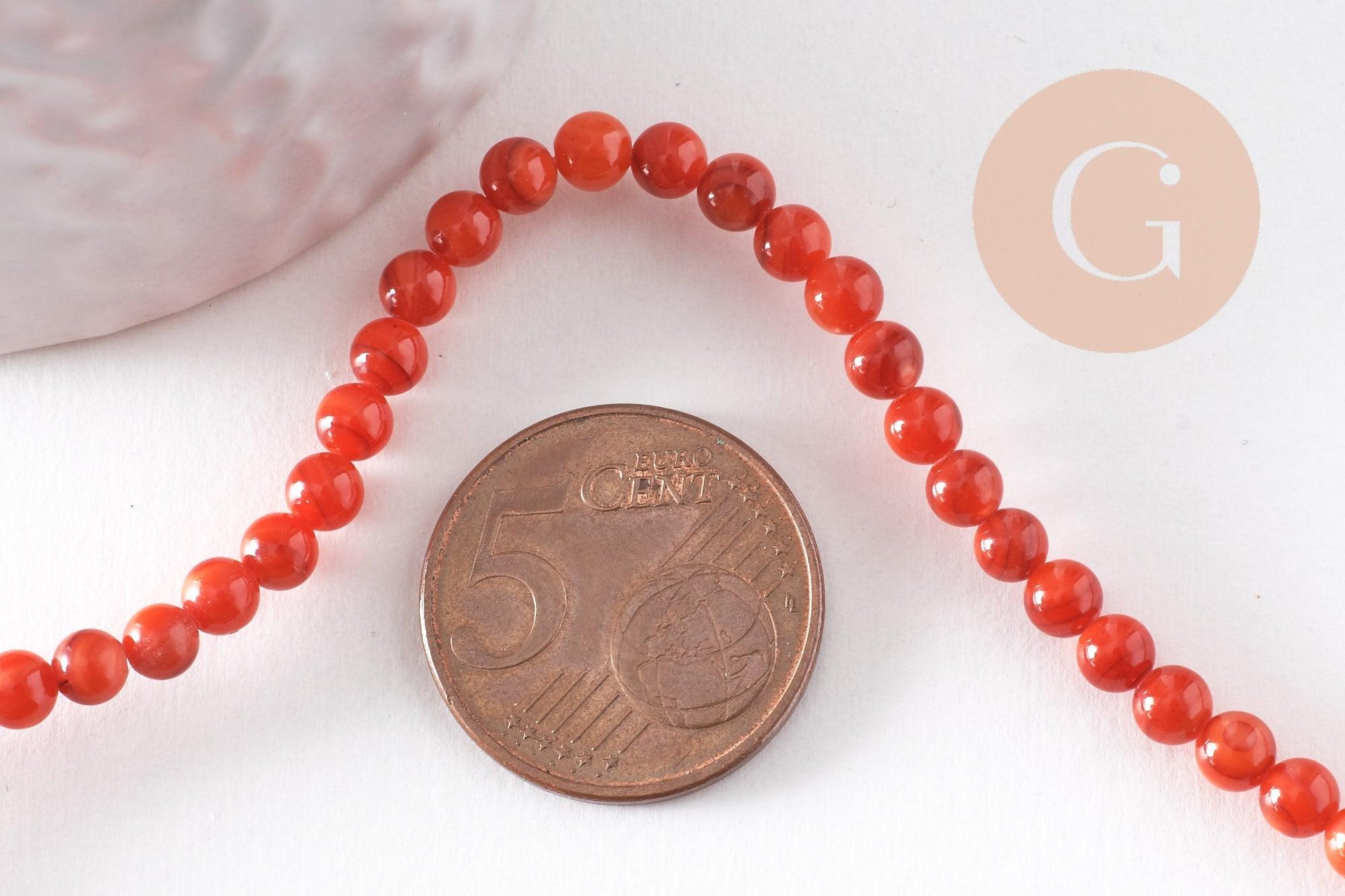 Gingerlily Perle ronde nacre G9974 rouge teinté 4mm fil