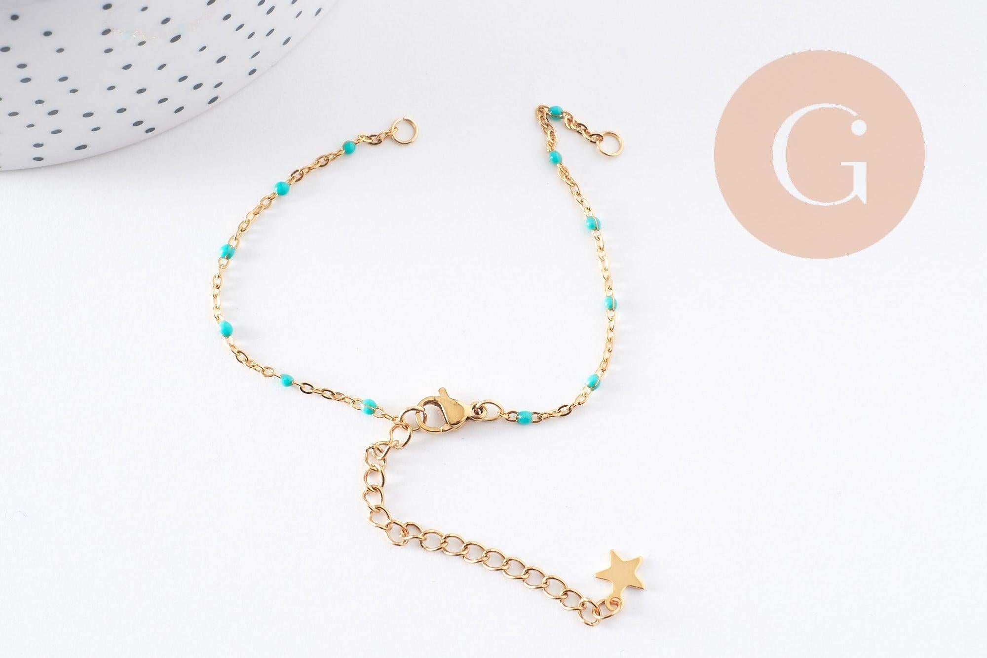 Gingerlily Perles G10239 base bracelet acier doré jaune 16,5cm x1