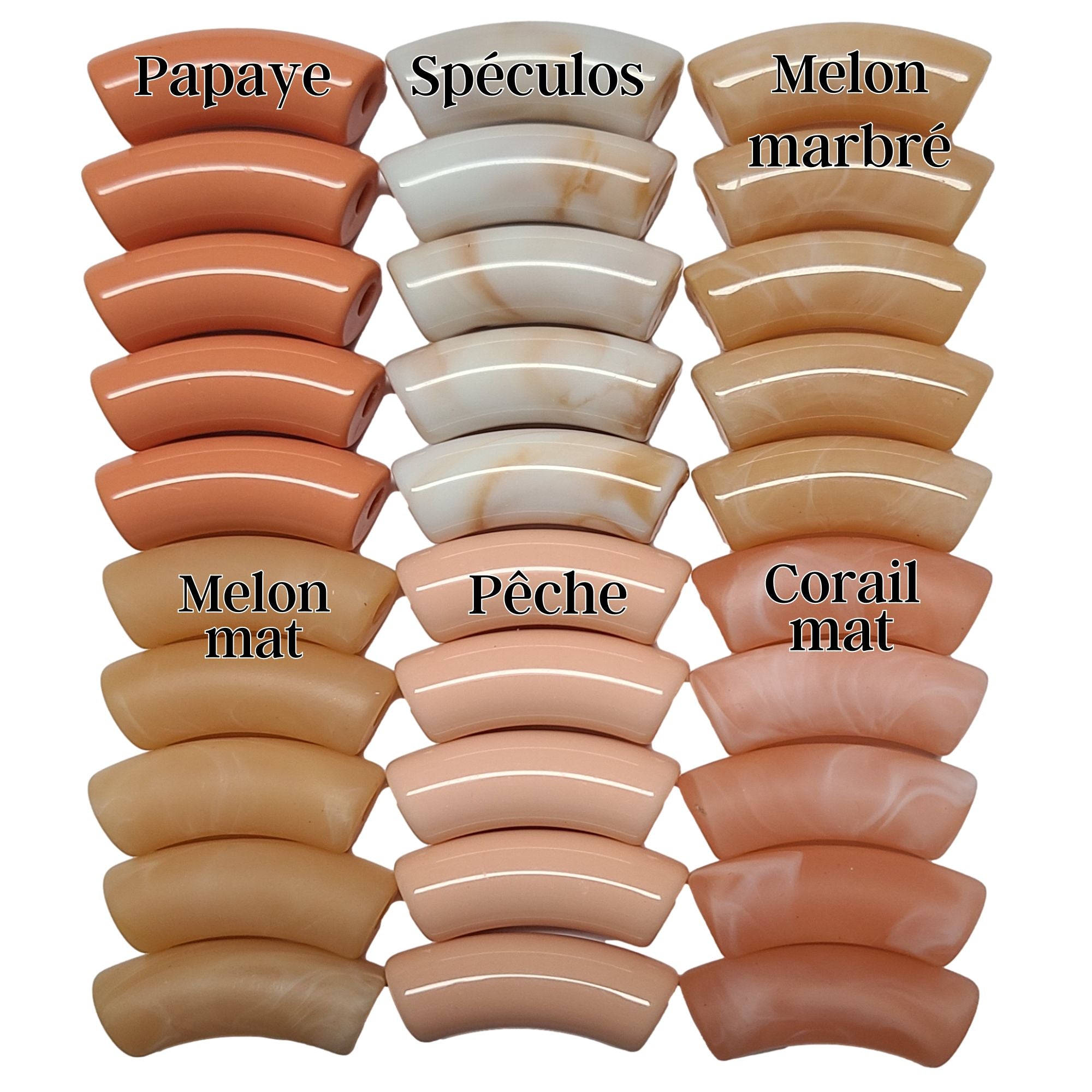 ARTSHOP Camaieux 73 Pêche Melba tubes incurvés 12MM lot 30