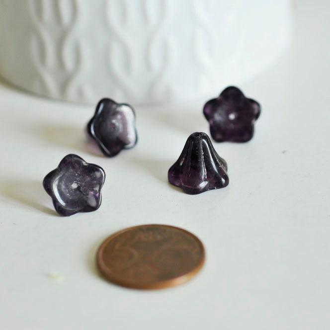 Gingerlily G885 perle verre fleur violette lot 20 11 mm