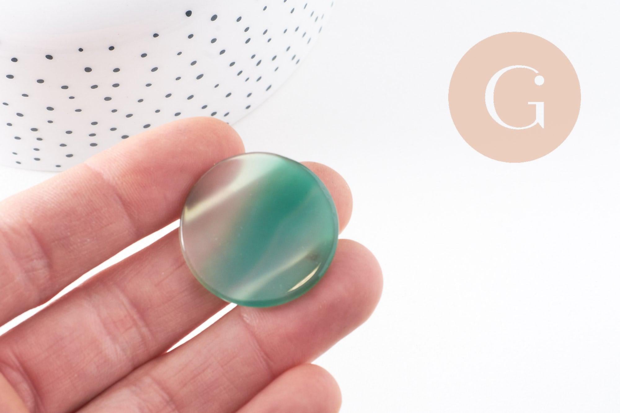 Gingerlily Cabochon rond onyx verte 30mm x1 naturelle polie