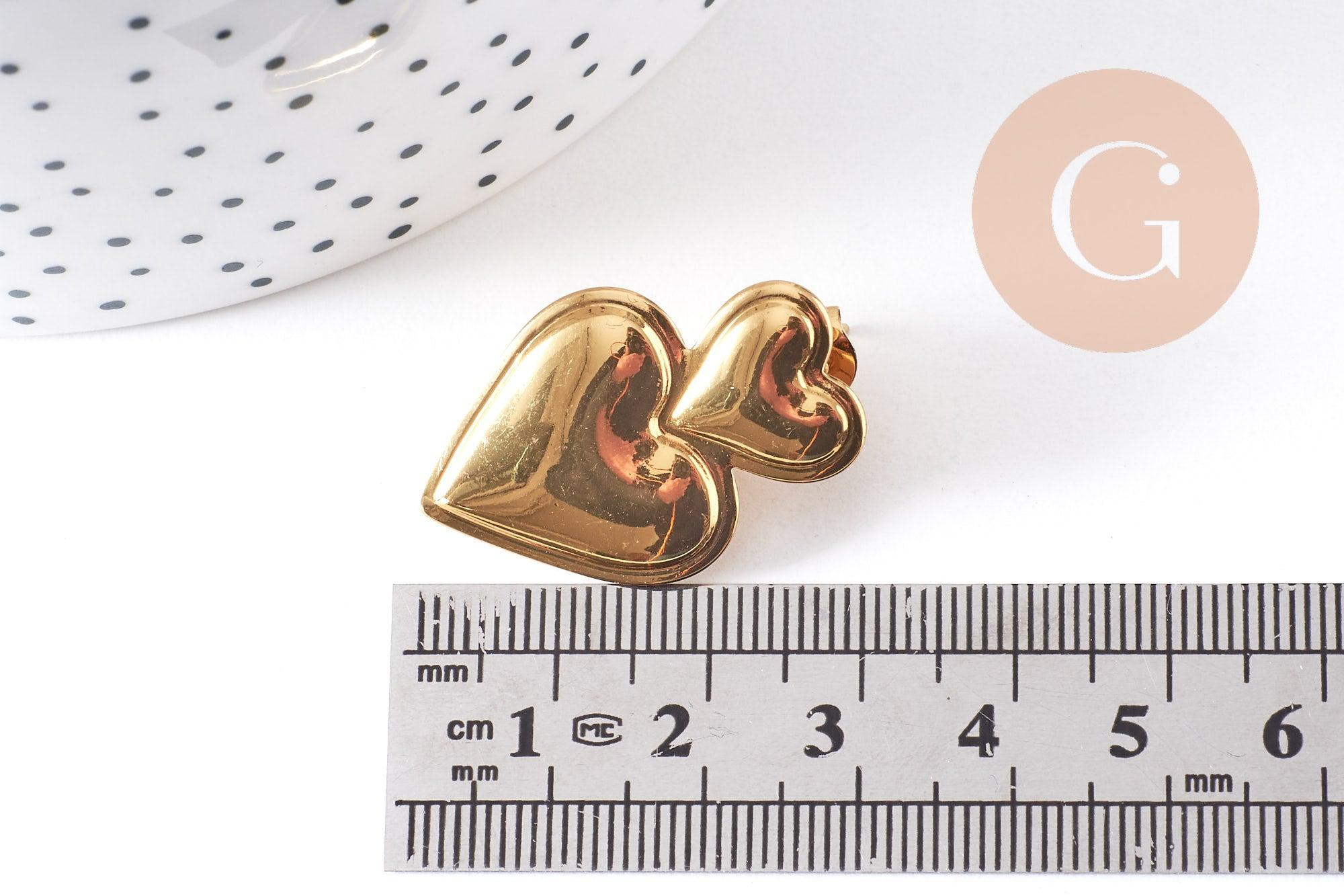 Gingerlily Boucles puce coeur doré 18K 31mm paire
