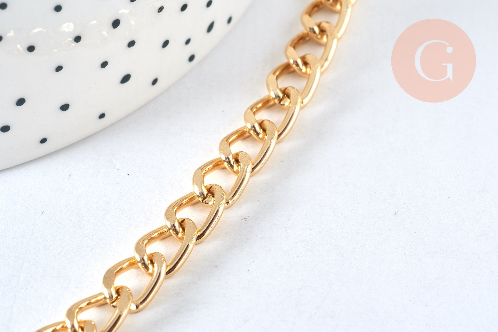Gingerlily chaîne gourmette acier doré 5,5mm 1 mètre