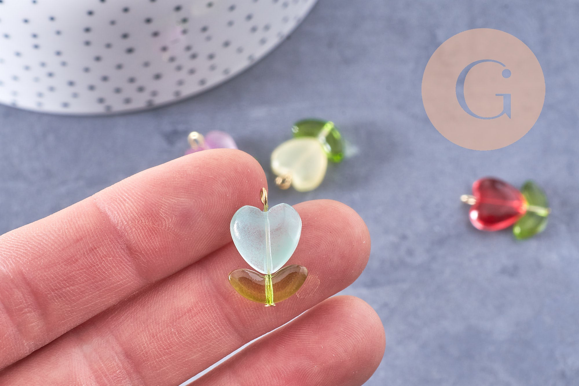 Gingerlily Perles Breloque tulipe verre doré x5 inox