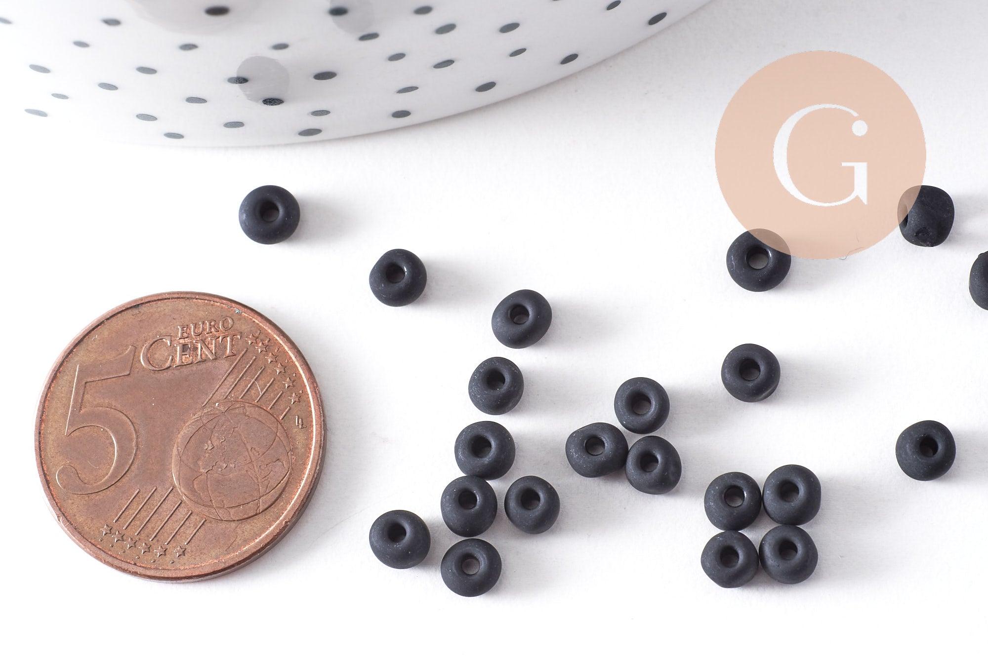 Gingerlily Perles DIY G10400 perle rocaille verre noir mat 4mm 10g
