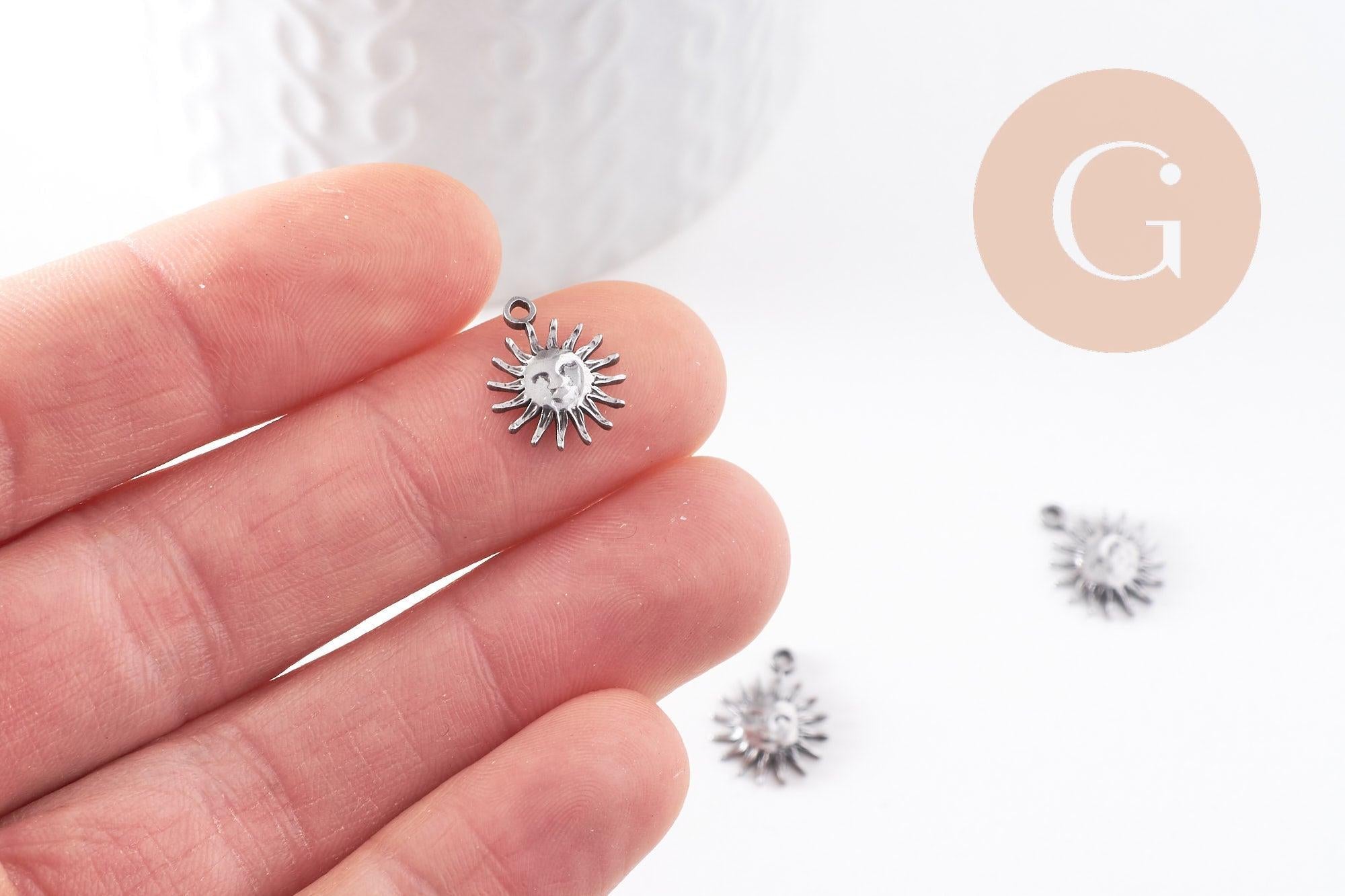 Gingerlily Pendentifs soleil acier inoxydable 14,5 mm x1 platine