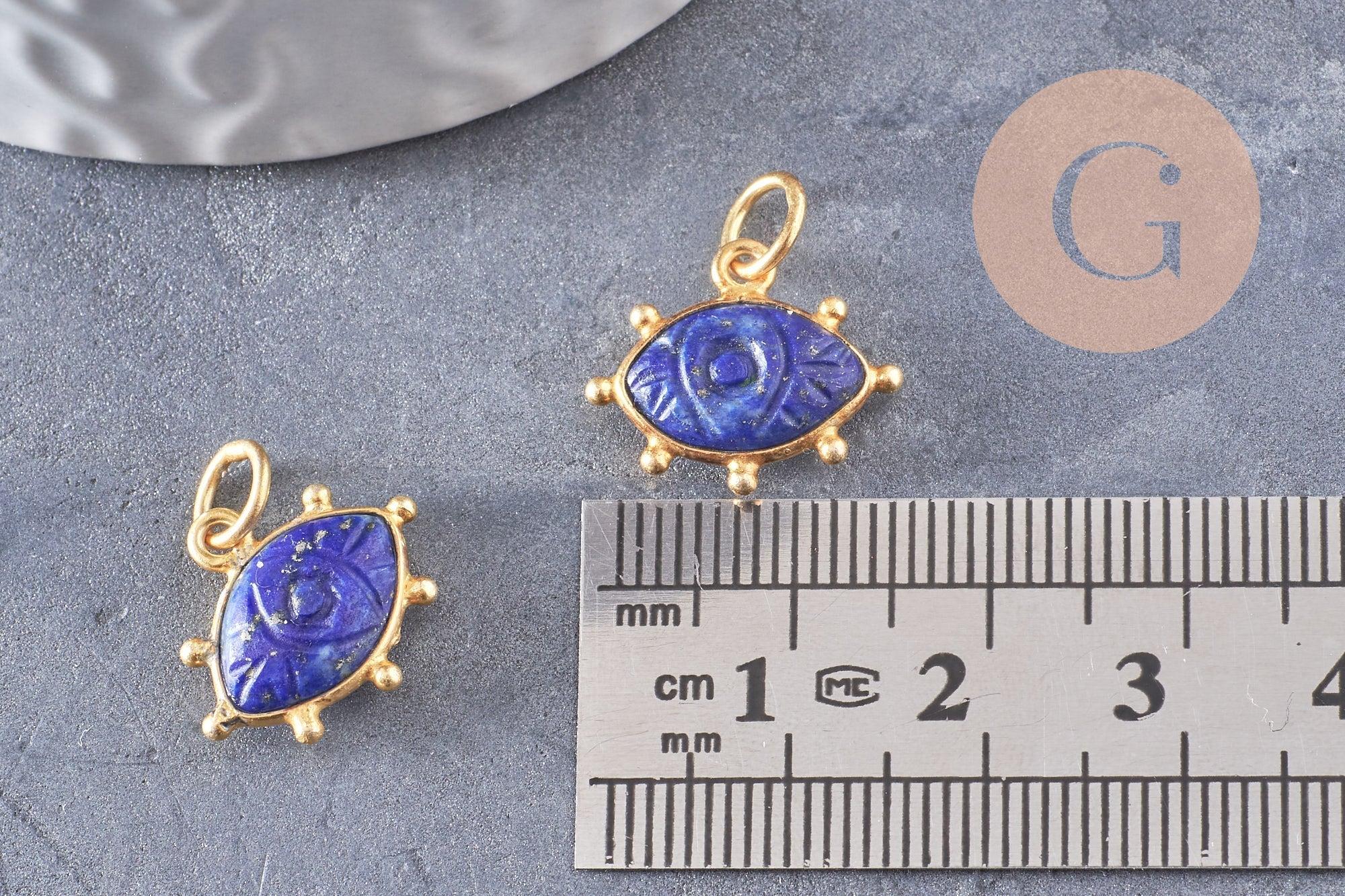 Gingerlily Pendentif DIY oeil lapis lazuli 15mm doré x1