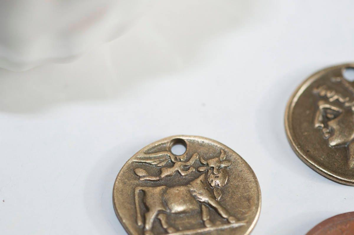 Gingerlily Médaille romaine bronze 19mm zamac lot 5 breloques