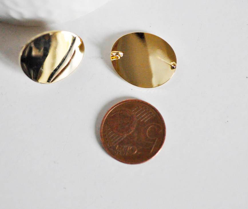 Gingerlily G2477 supports boucles puce rond doré 18K 22mm x2