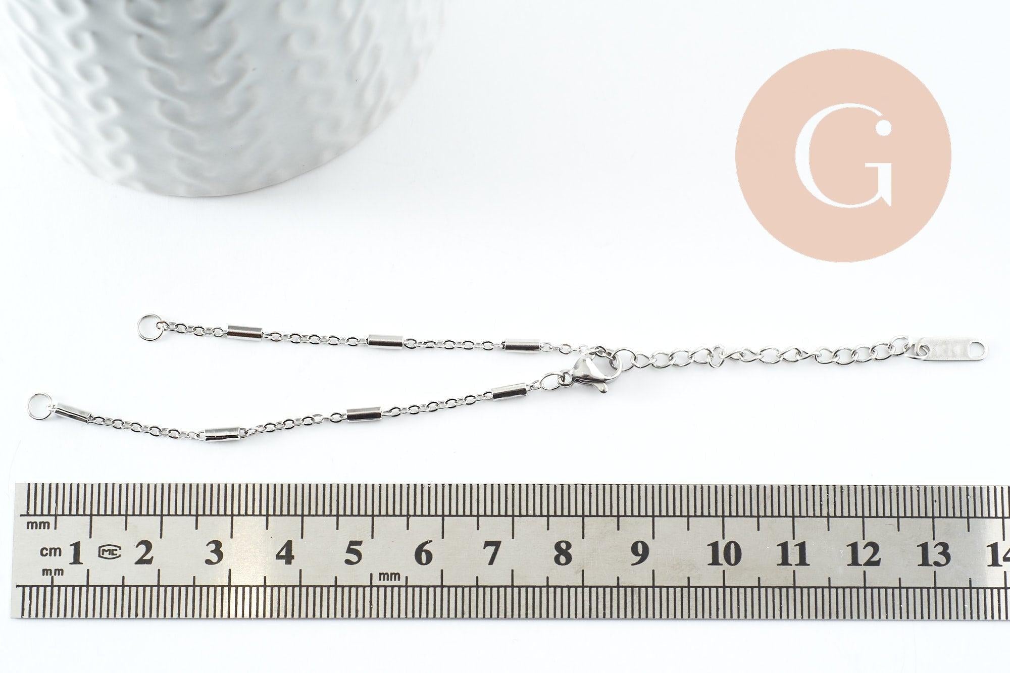 Gingerlily Base bracelet G9498 acier platine 15,8cm maille fine