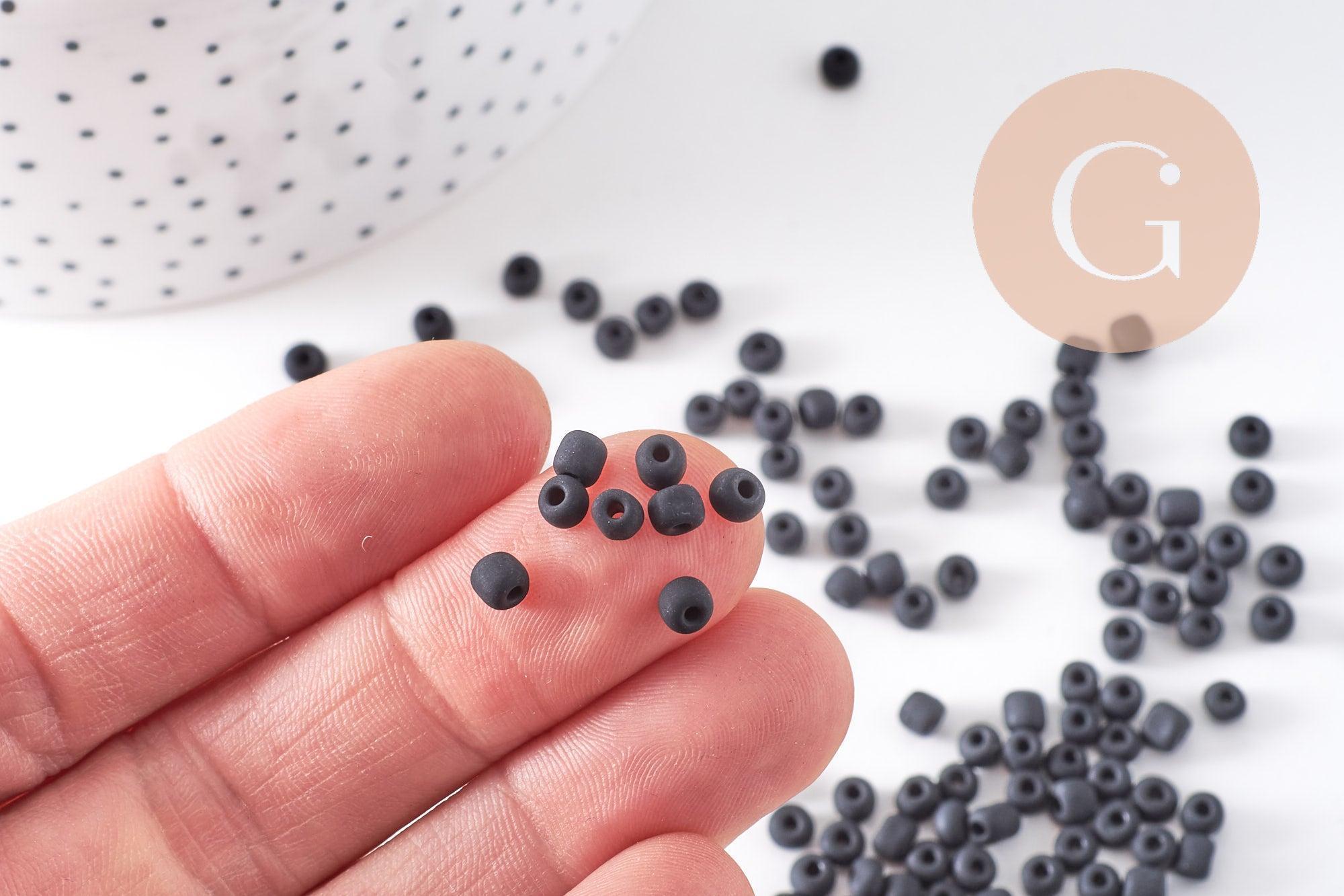Gingerlily Perles DIY G10400 perle rocaille verre noir mat 4mm 10g