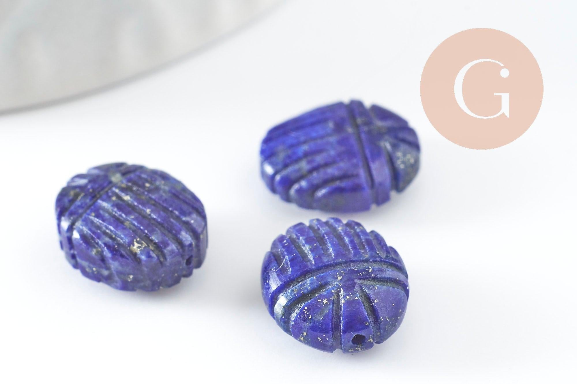 Gingerlily Perle scarabée lapis lazuli 13mm x1 AAA