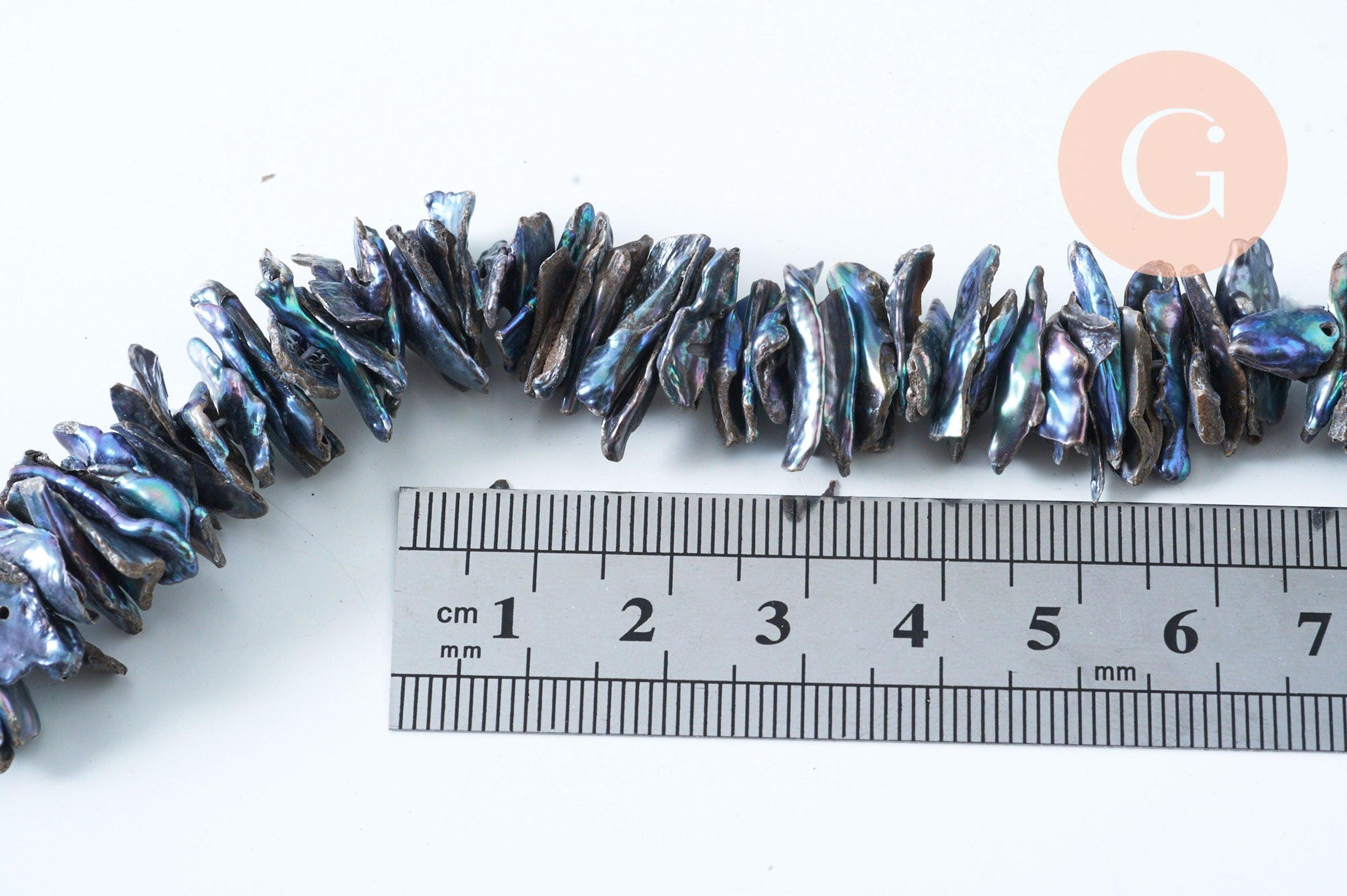 Gingerlily Perles G6175 perle keshi noire 4-13mm fil 90