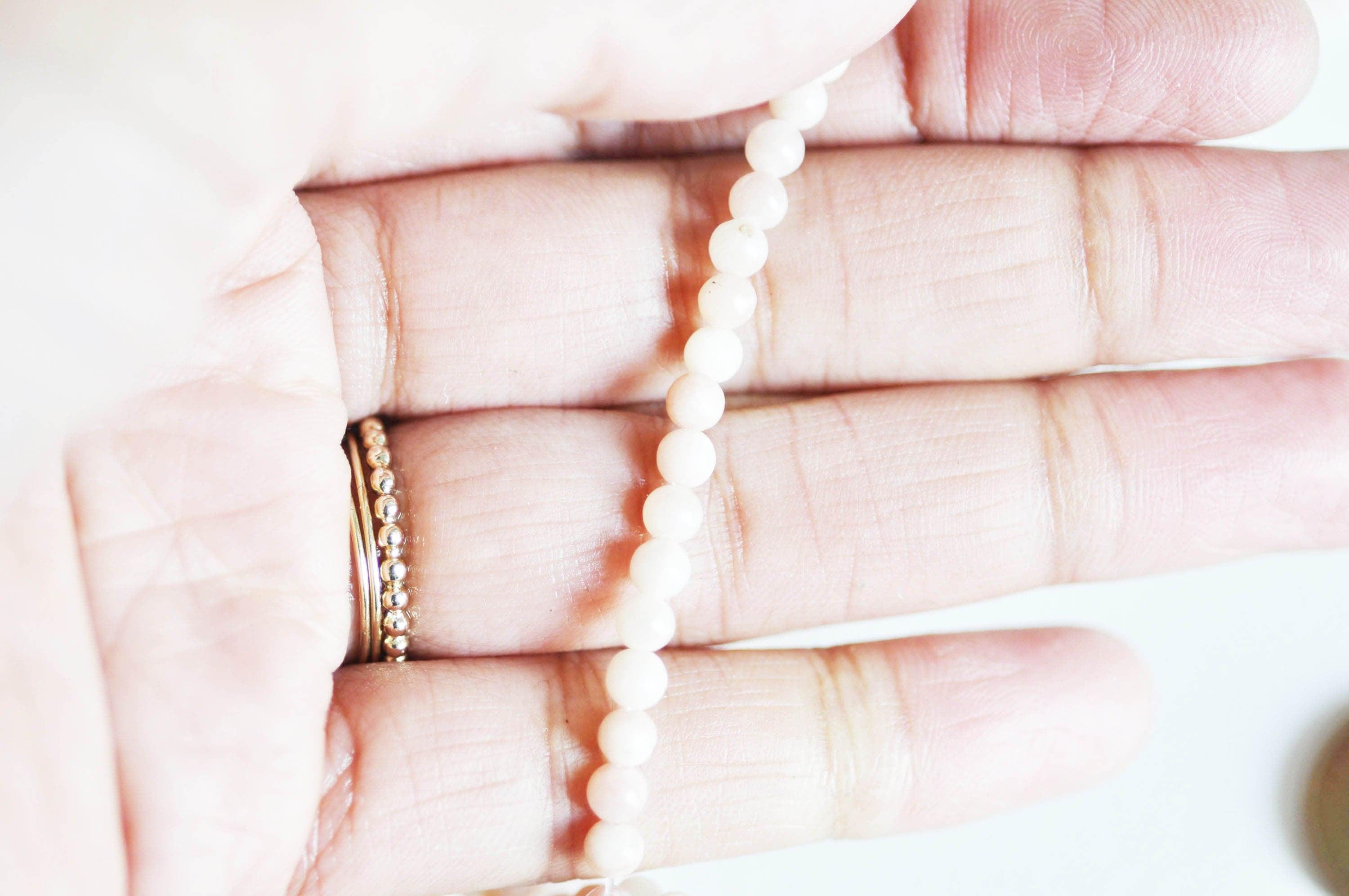 Gingerlily Perles pour bijoux DIY G2453 perles jade rose pâle 4mm fil 50