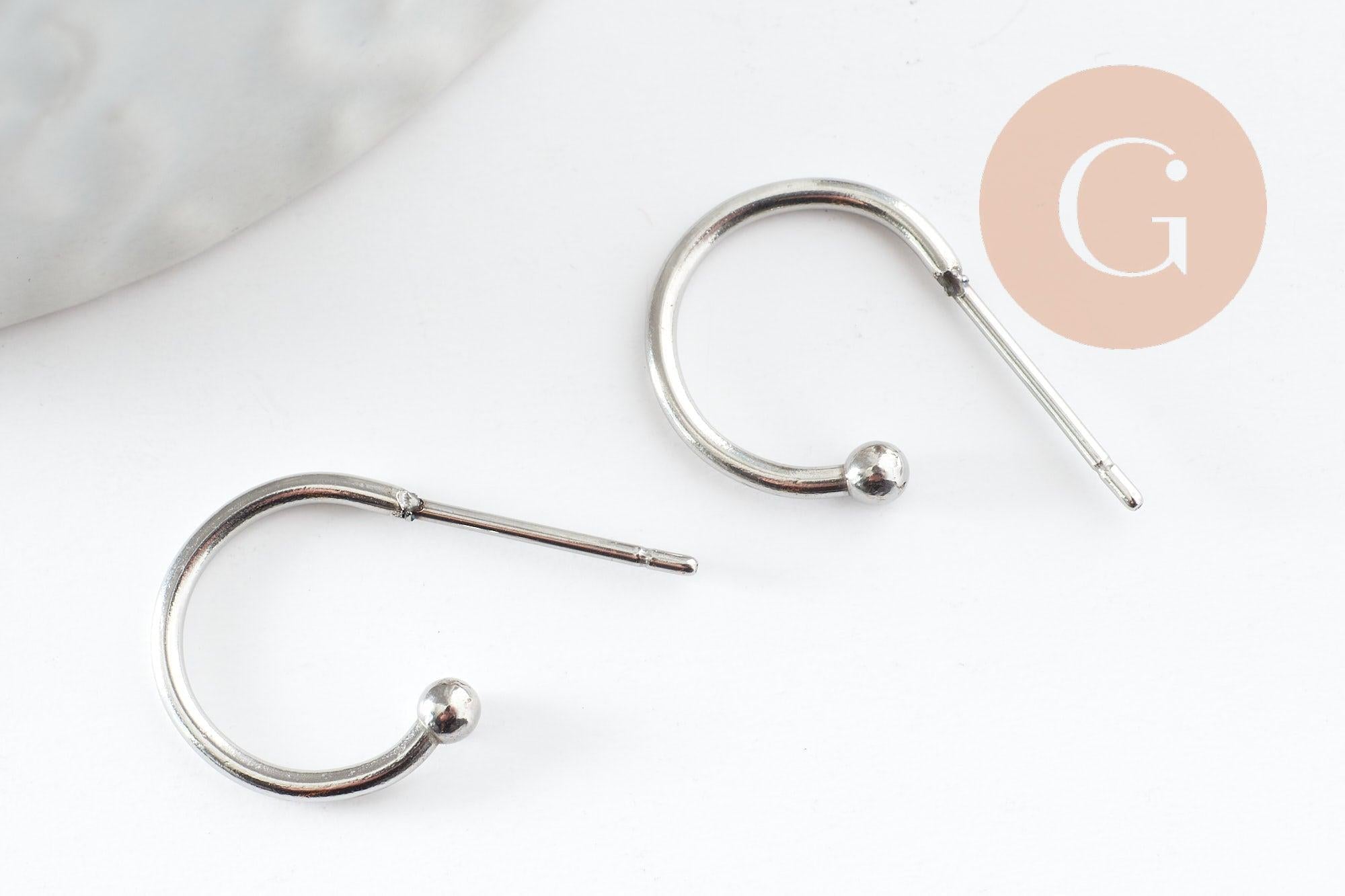 Gingerlily G9527 clous-puces créole acier platine 18,5mm x2