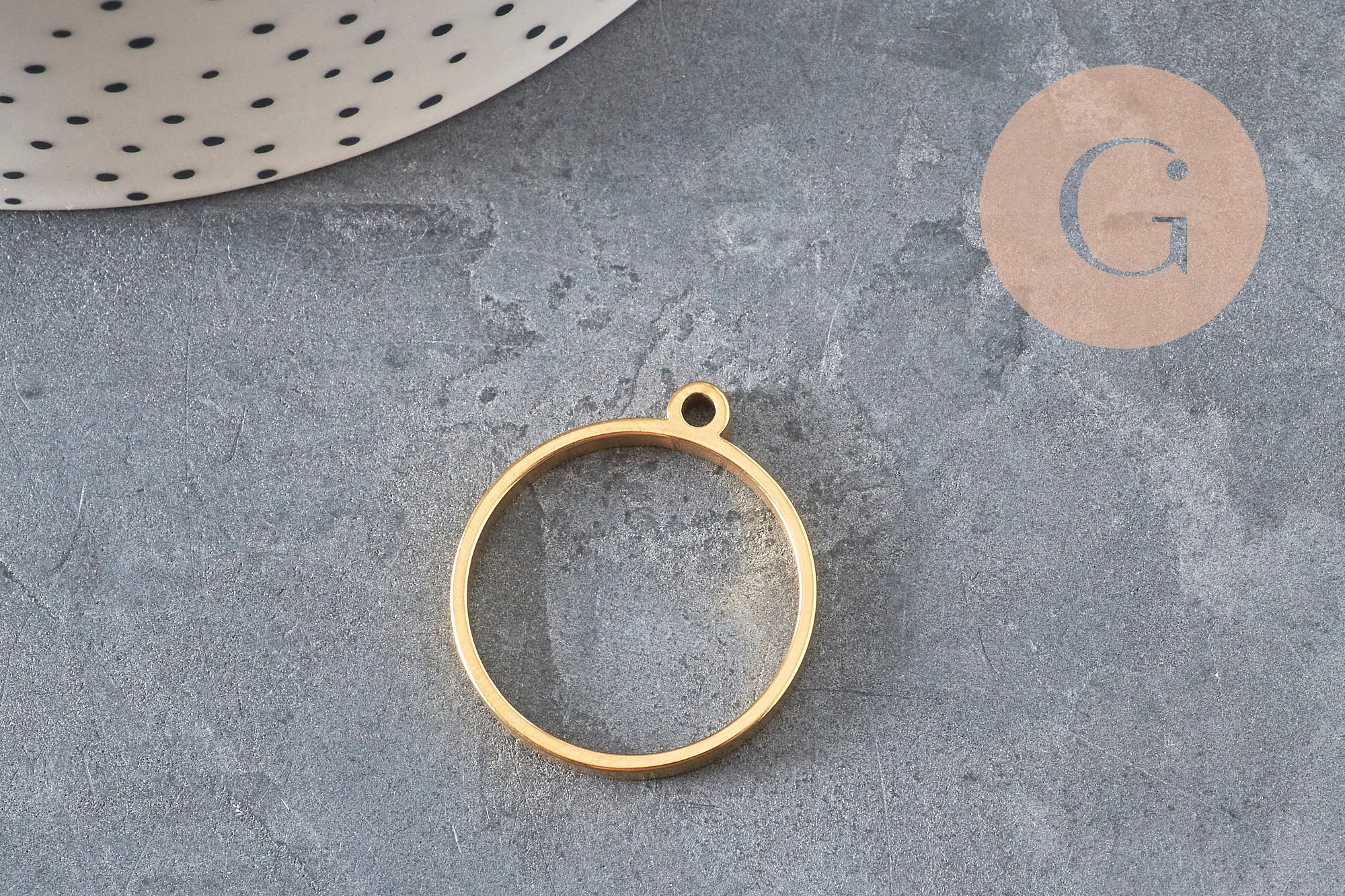 Gingerlily G11250 pendentif rond acier doré sans fond 27,5mm x1